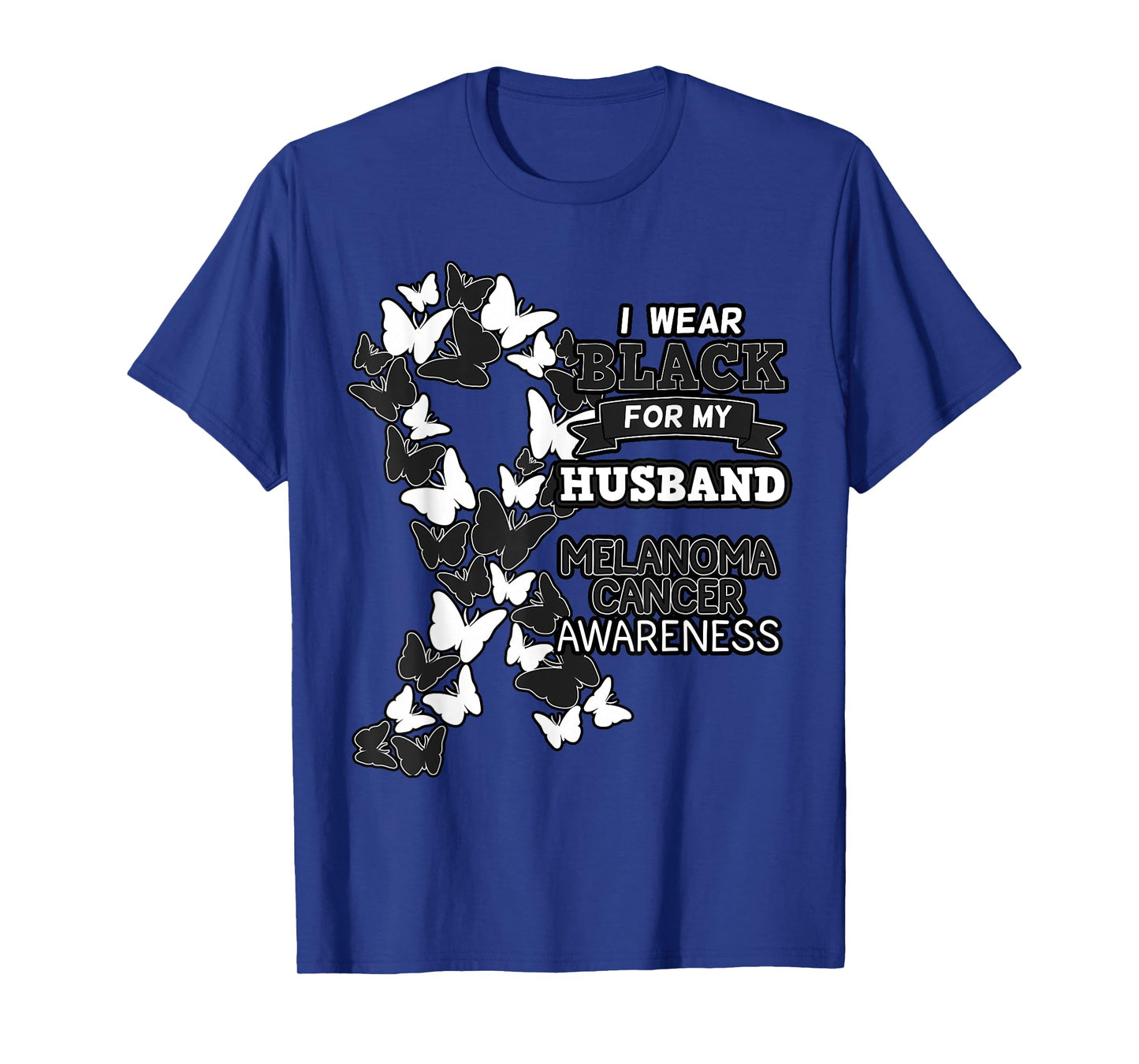 Melanoma Cancer Awareness Black Ribbon Husband Father Gift T-Shirt