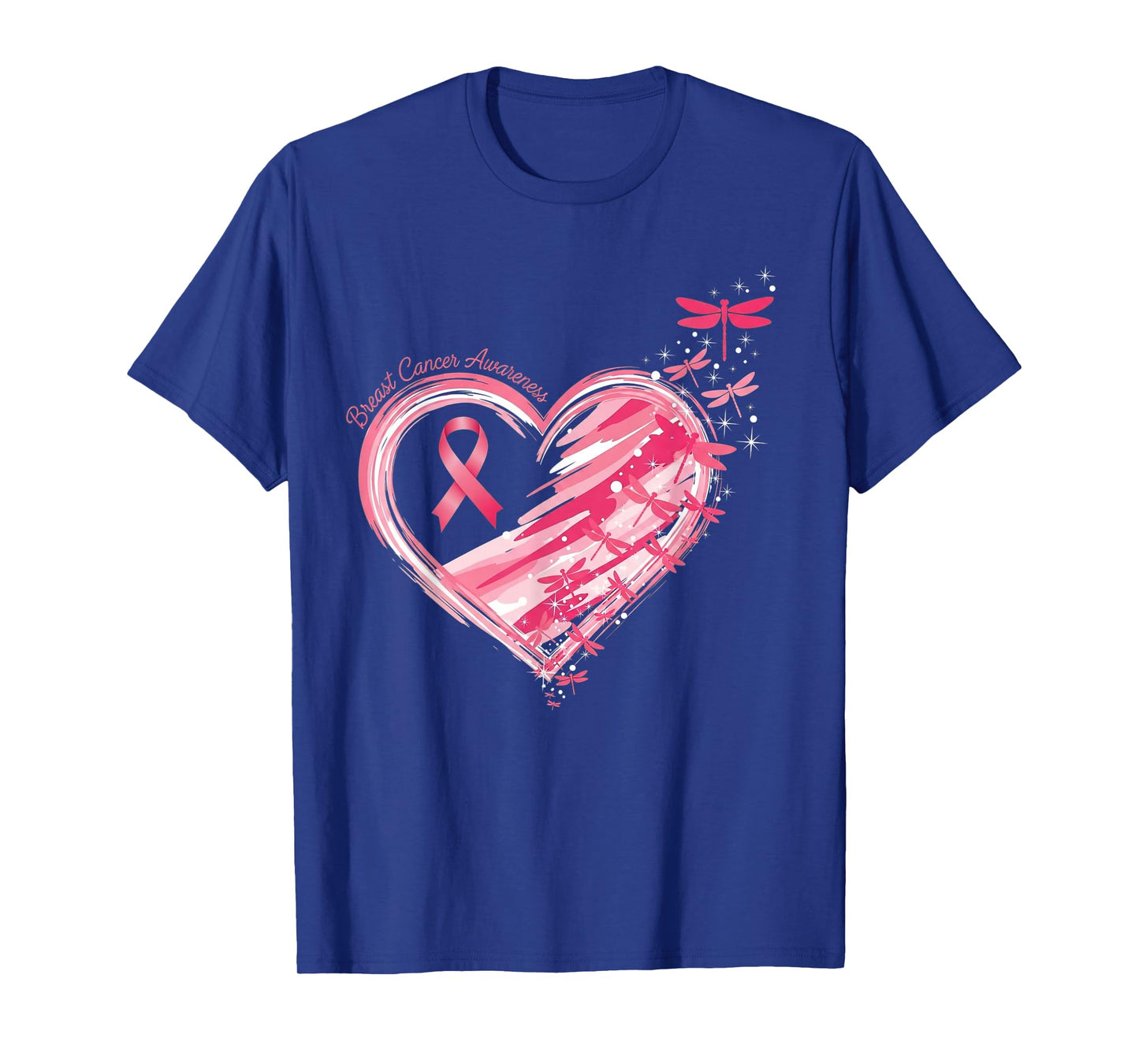Breast Cancer Heart Dragonflies Awareness Women Kids Men T-Shirt