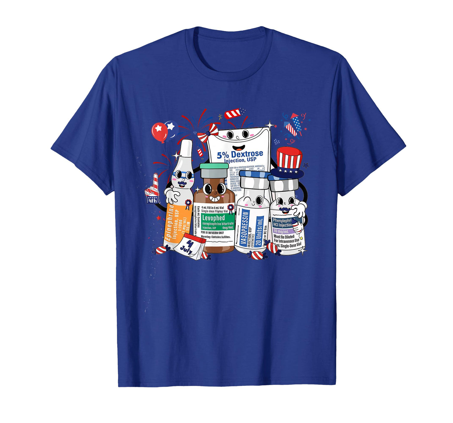 Red White Blue ICU Nurse Crew 4th of July Independence Day T-Shirt for Women Men