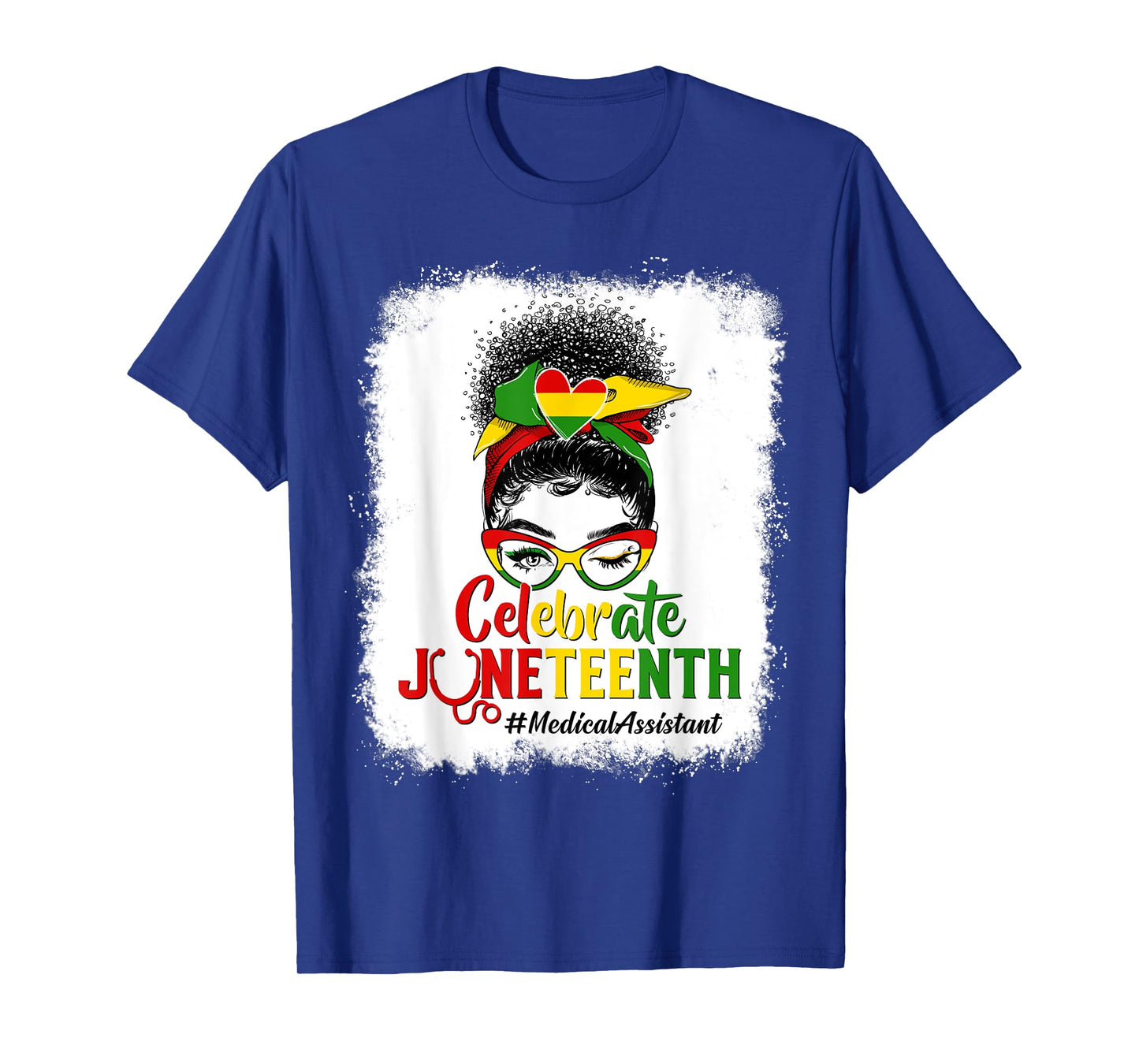 Black Medical Assistant Messy Bun Celebrate Juneteenth Afro T-Shirt