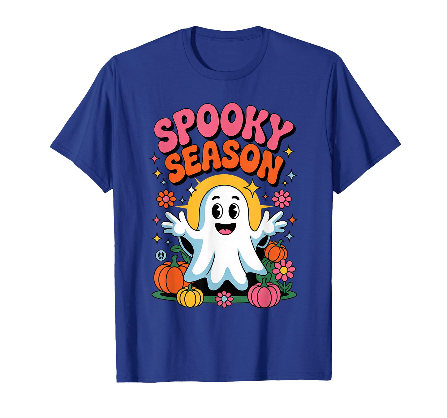 Groovy Spooky Season Funny Ghost Pumpkins Halloween Costume T-Shirt