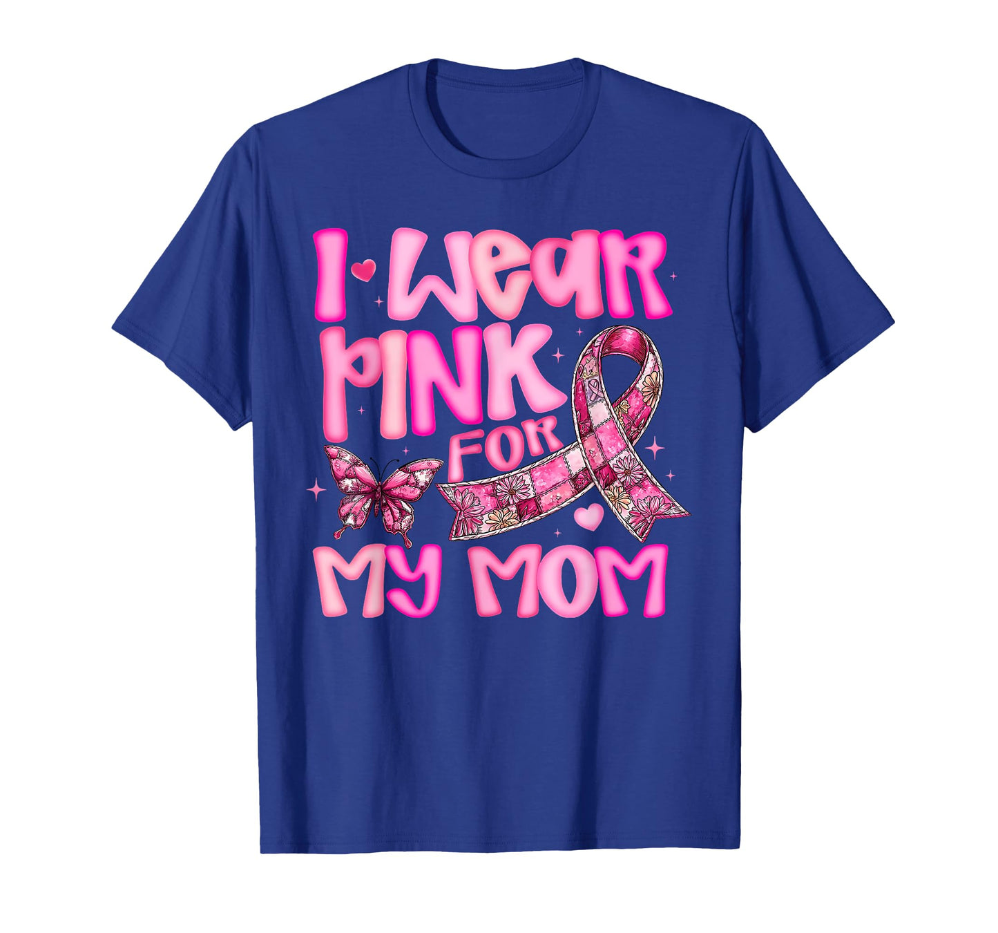 I Wear Pink for My Mom Preppy Breast Cancer Women Kids Youth T-Shirt