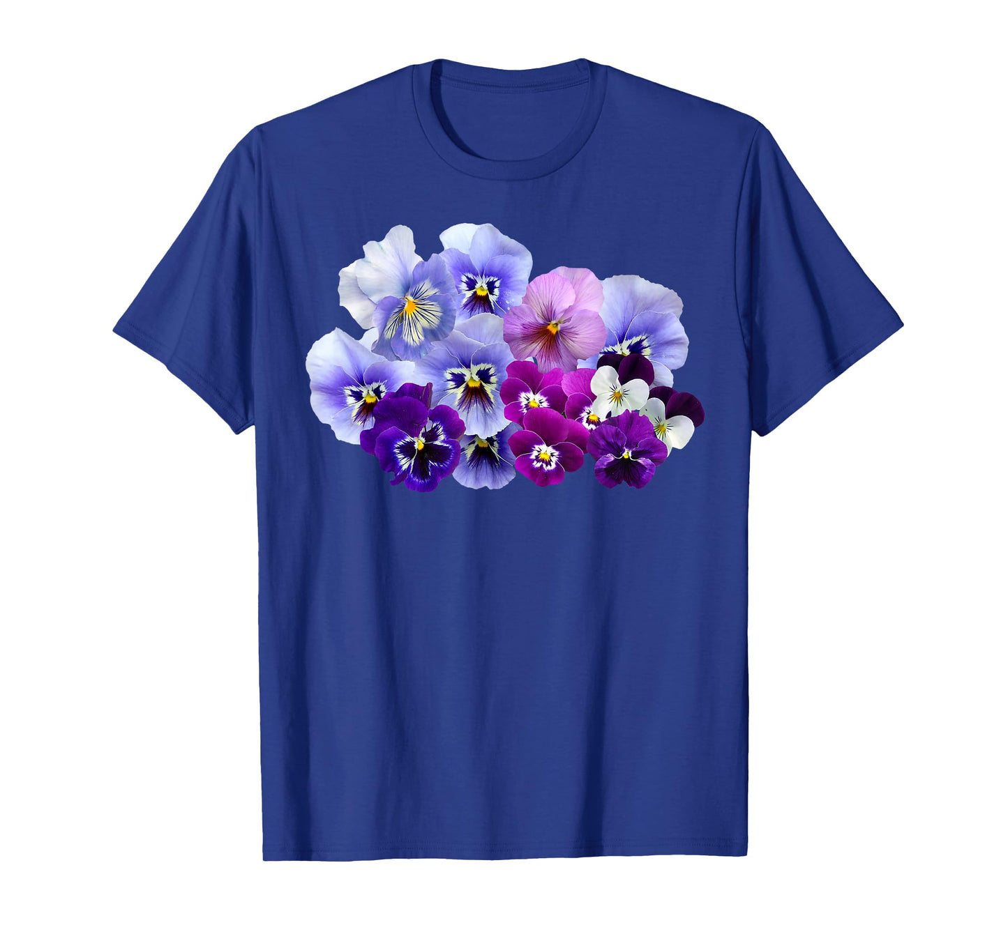 Purple and Blue Pansies Flower Gardening Pansy Lover Design T-Shirt