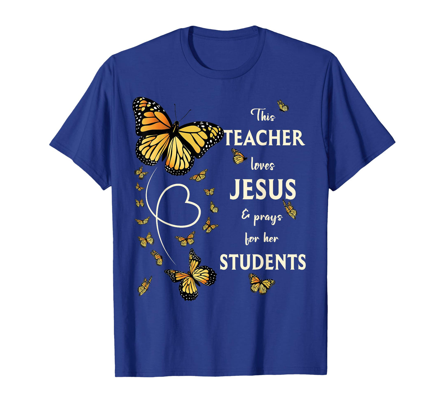 Christian Butterfly This Teacher Loves Jesus And Prays T-Shirt