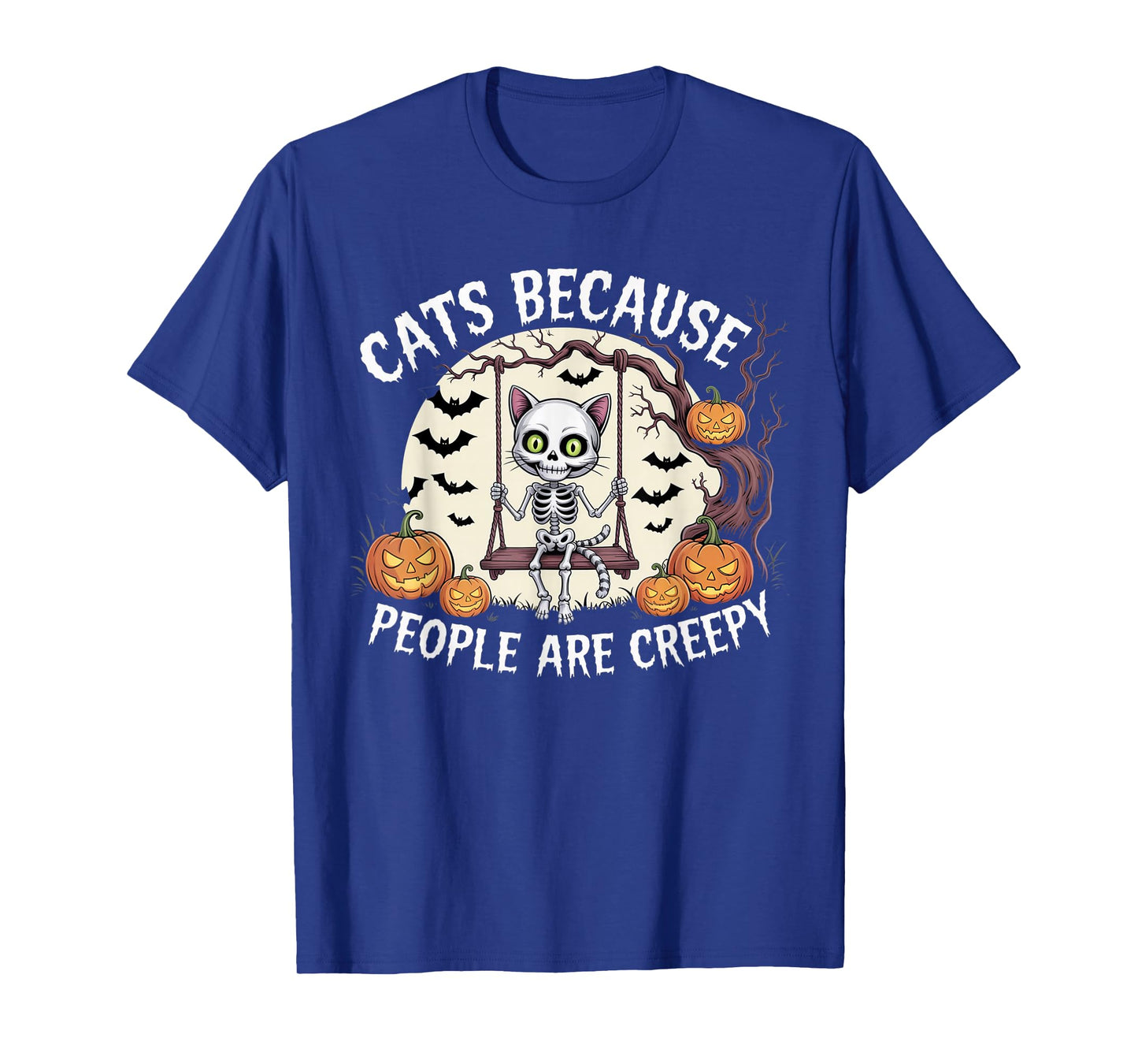 Cats Because People are Creepy Ghost Halloween Cat Mom Kids T-Shirt