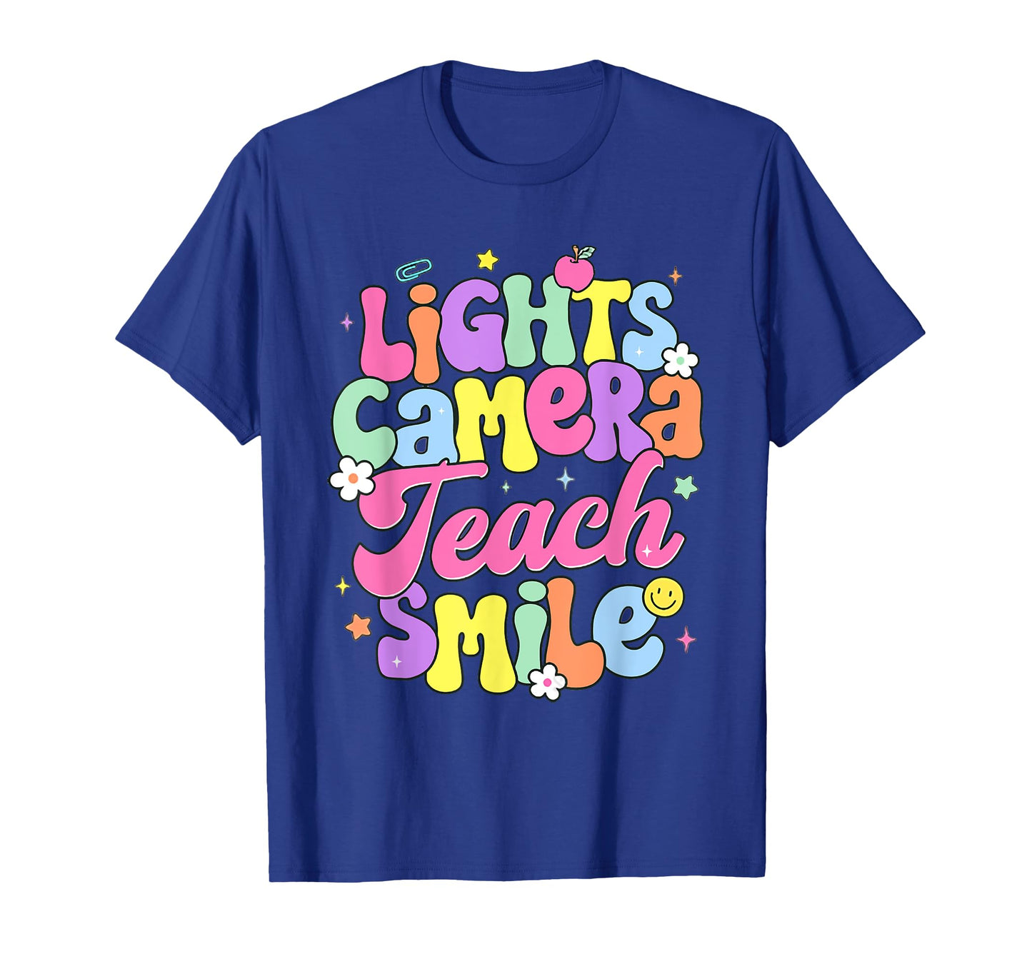 Retro Lights Camera Teach Smile Back To School Teacher T-Shirt for Men Women