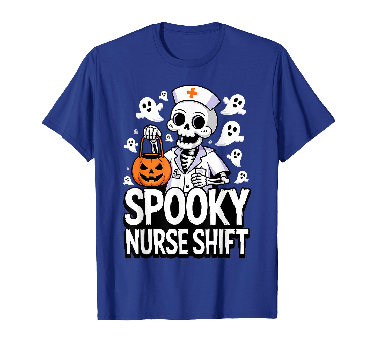 Spooky Nurse Shift Funny Nurses Skeletons Ghost Halloween T-Shirt
