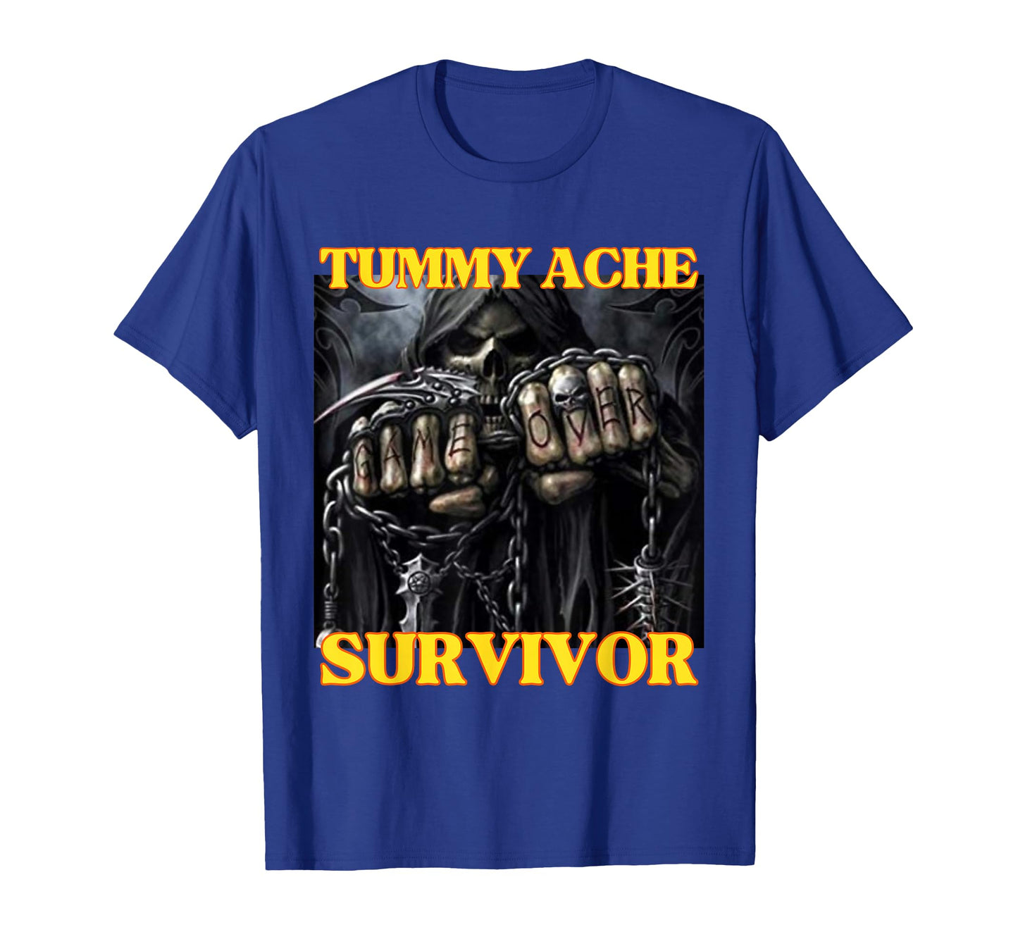 Tummy Ache Survivor Funny Cool Edgy Hard Skeleton Meme T-Shirt