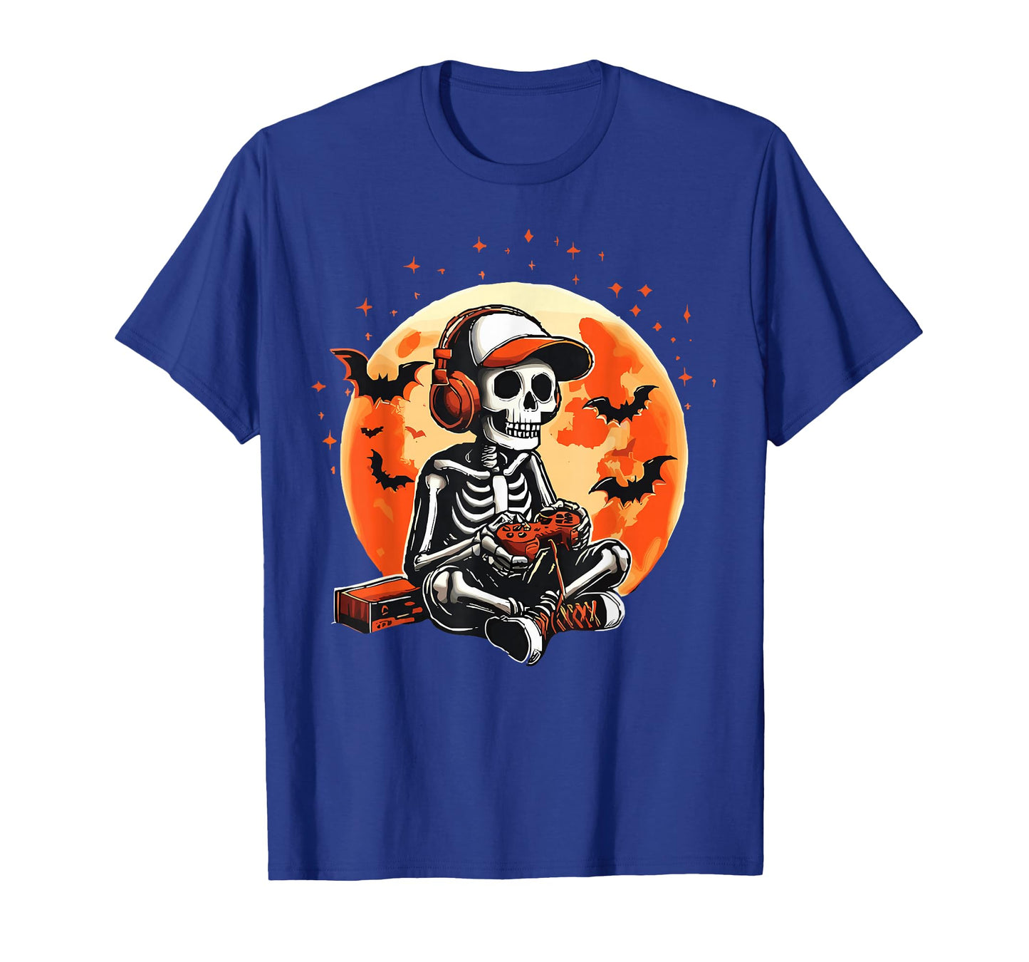 Halloween Skeleton Gamer Video Gaming Boys Men Kids Tees T-Shirt