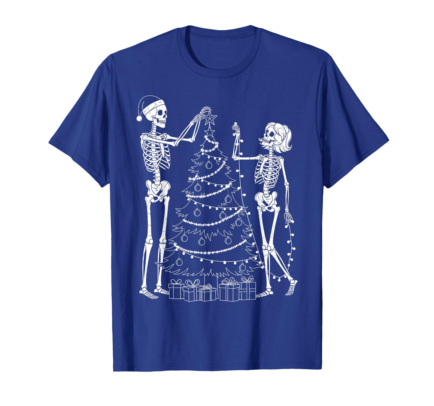 Spooky Christmas Skeletons Decorating Tree Funny Holiday T-Shirt