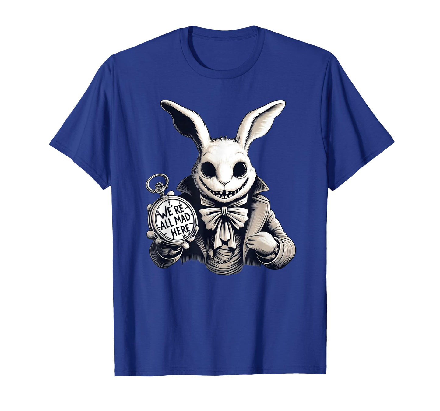 Alice in Wonderland - We're All Mad Here Rabbit Hatter Quote T-Shirt