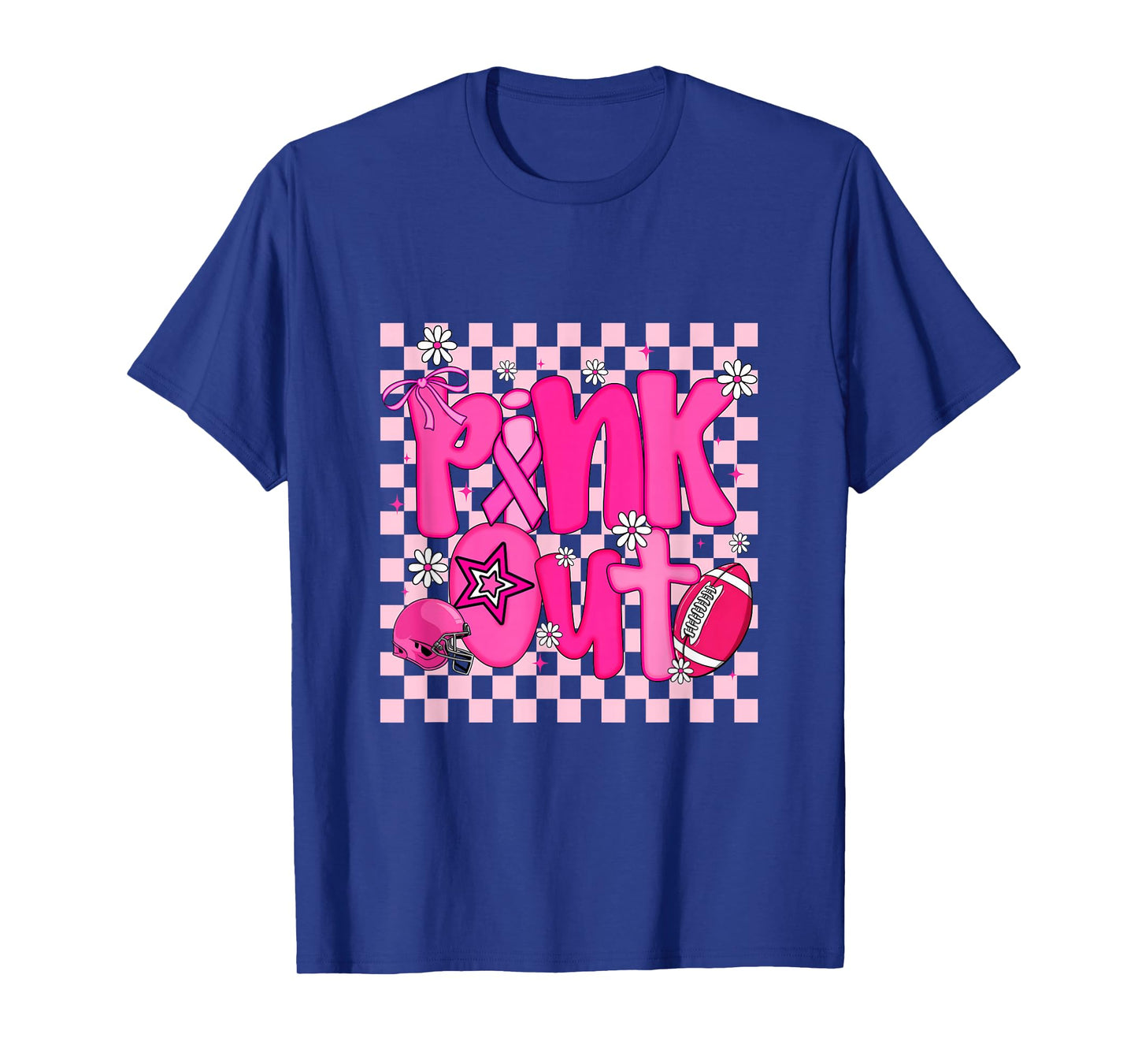 Pink Out Shirt Womens Girls Football Breast Cancer Awareness T-Shirt
