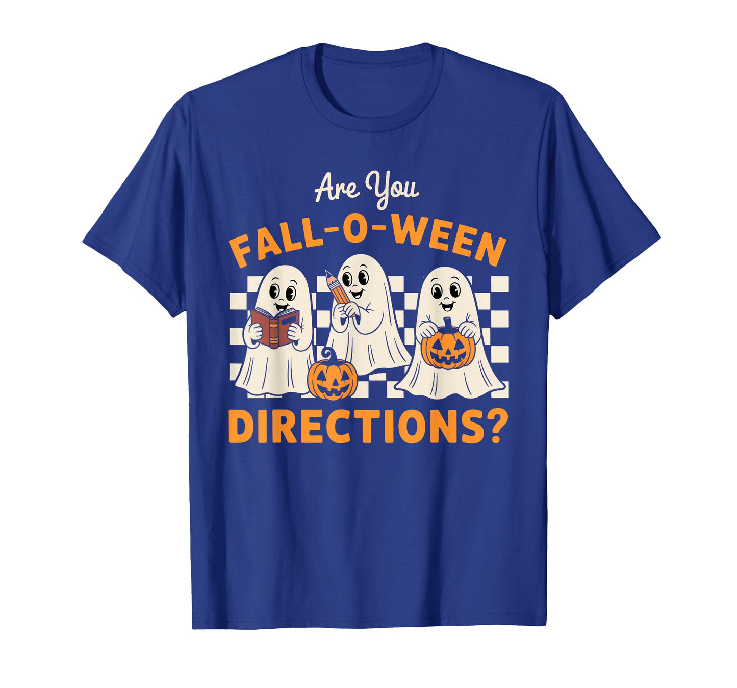 Retro are You Fall O Ween Directions Teacher Halloween Ghost T-Shirt