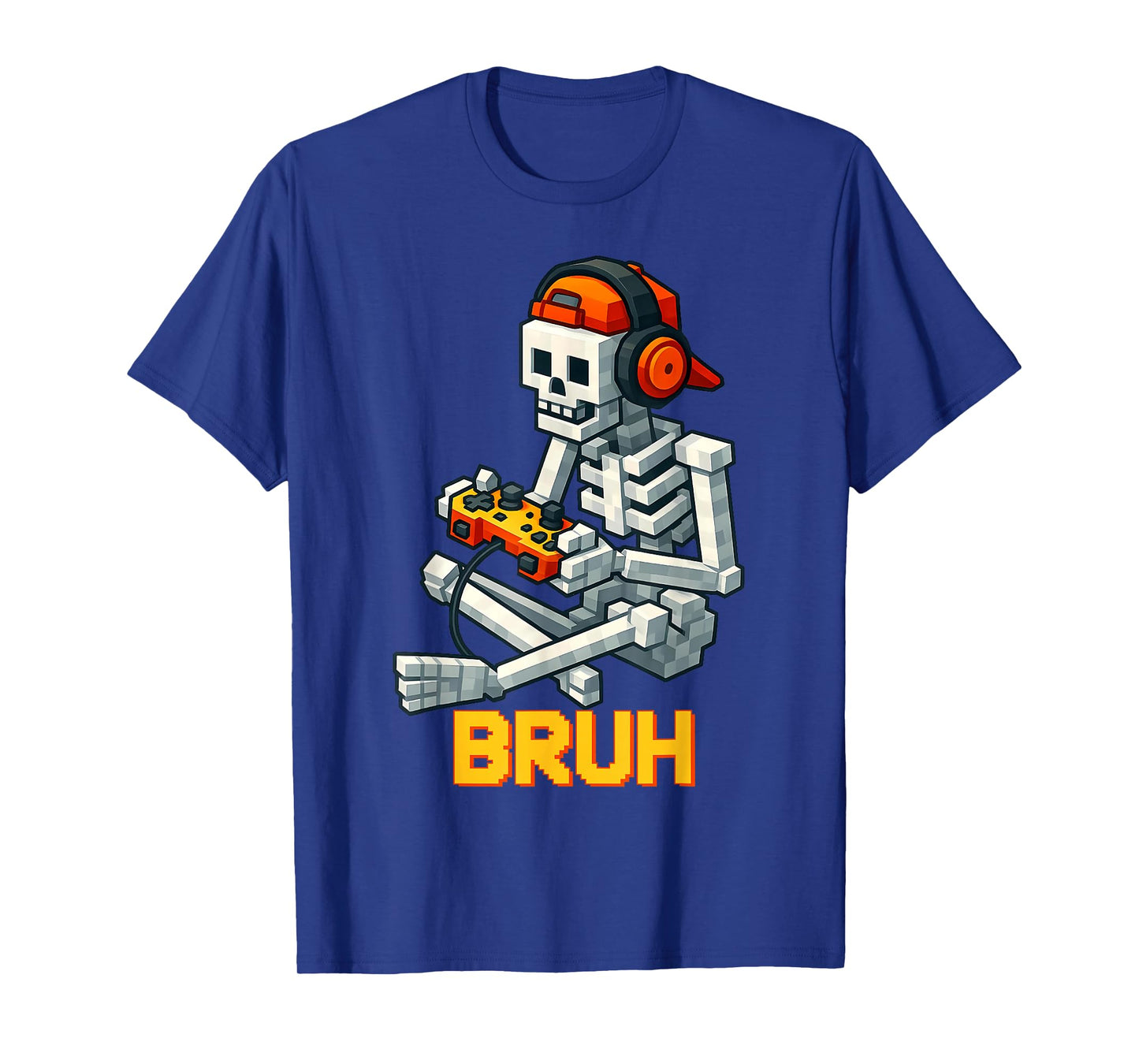 Bruh Skeleton Video Game Halloween Gaming Gamer Boys Men T-Shirt