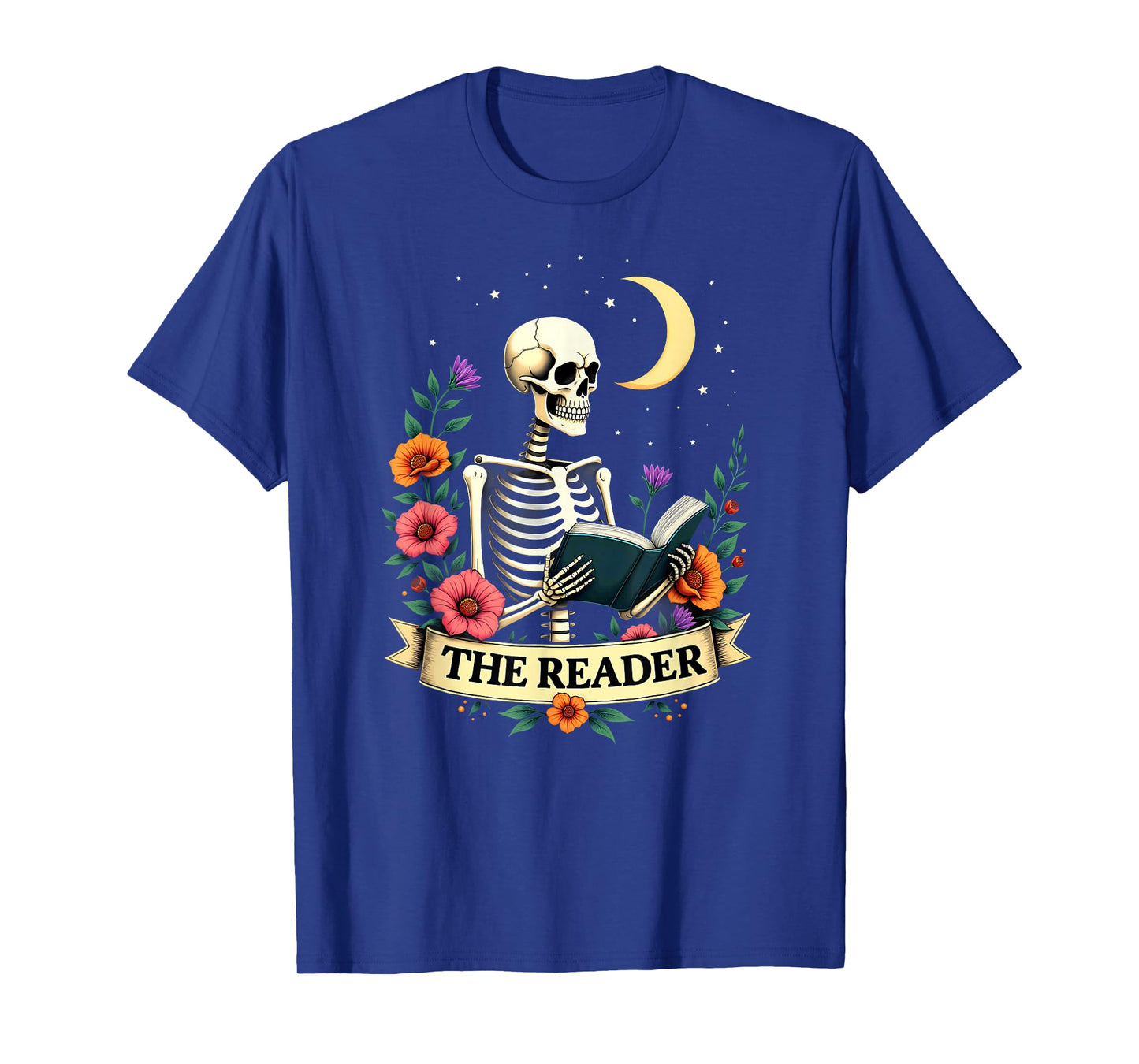 Tarot Card Skeleton Reading Book Librarian The Reader T-Shirt