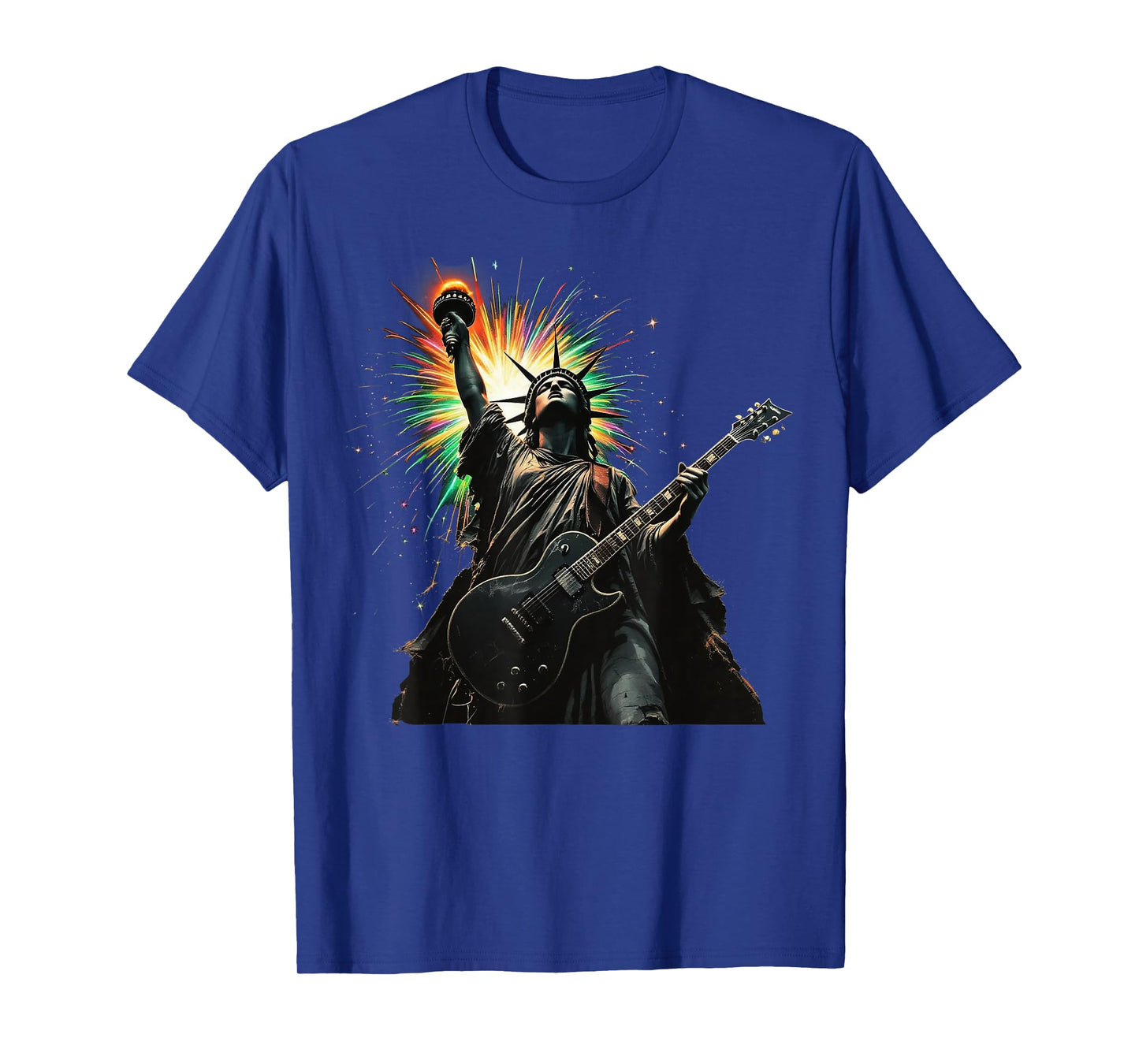 Cool Patriotic 4th of July Statue of Liberty Playing Guitar T-Shirt