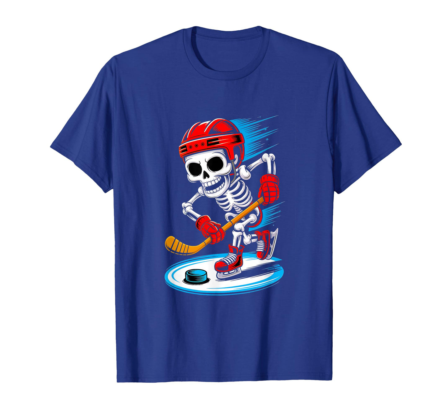 Halloween Skeleton Funny Hockey Shirt for Teens Boys Men T-Shirt