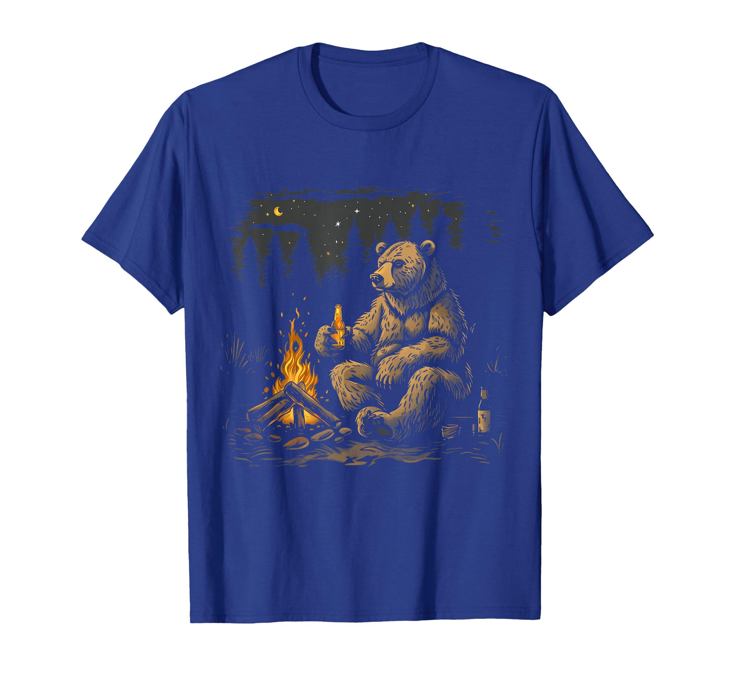 Camping Grizzly Bear Drinking Beer Hiking Nature Outdoor T-Shirt