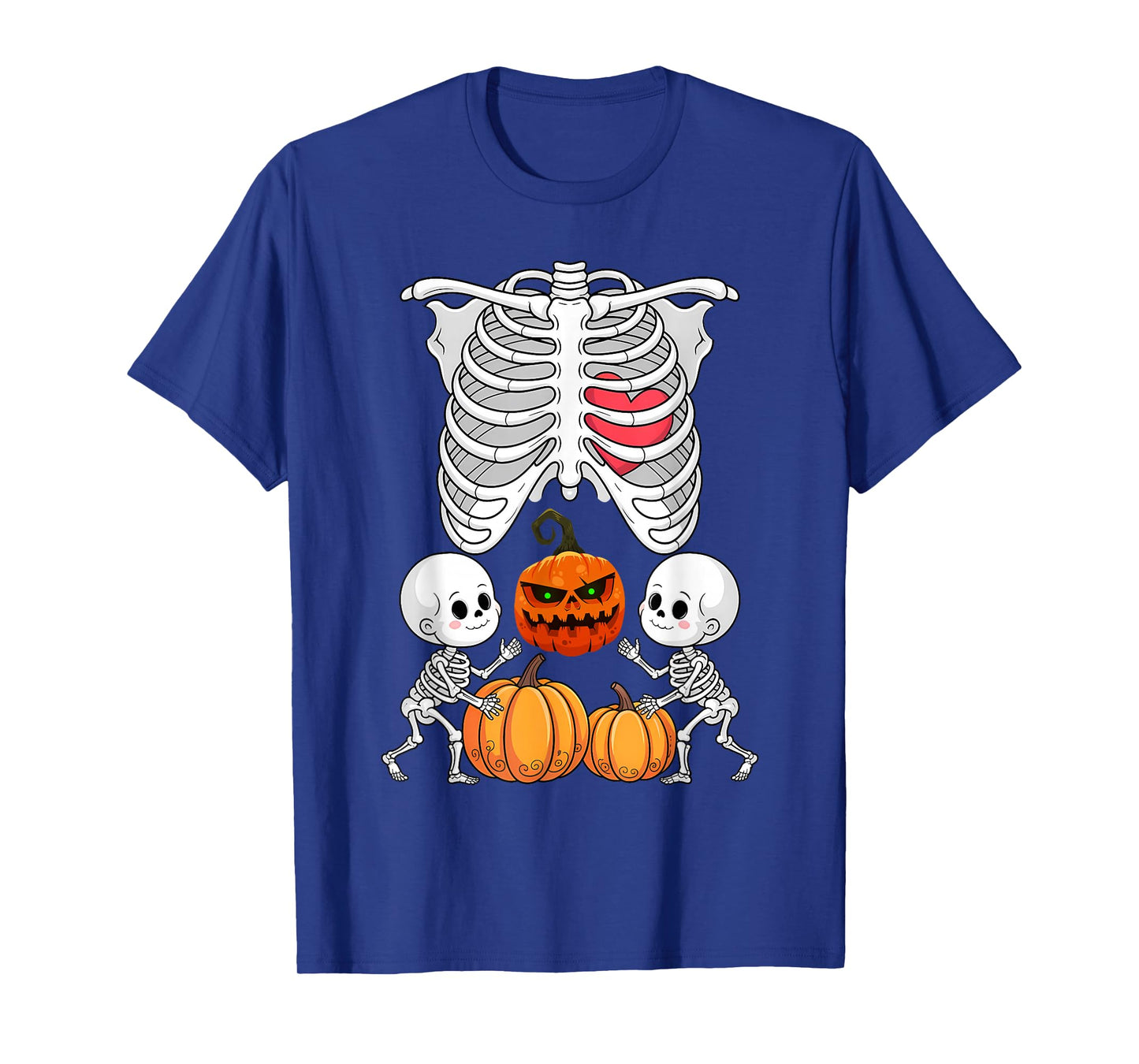 Halloween Twin Pregnant Skeleton Twins Baby Xray Rib Cage T-Shirt