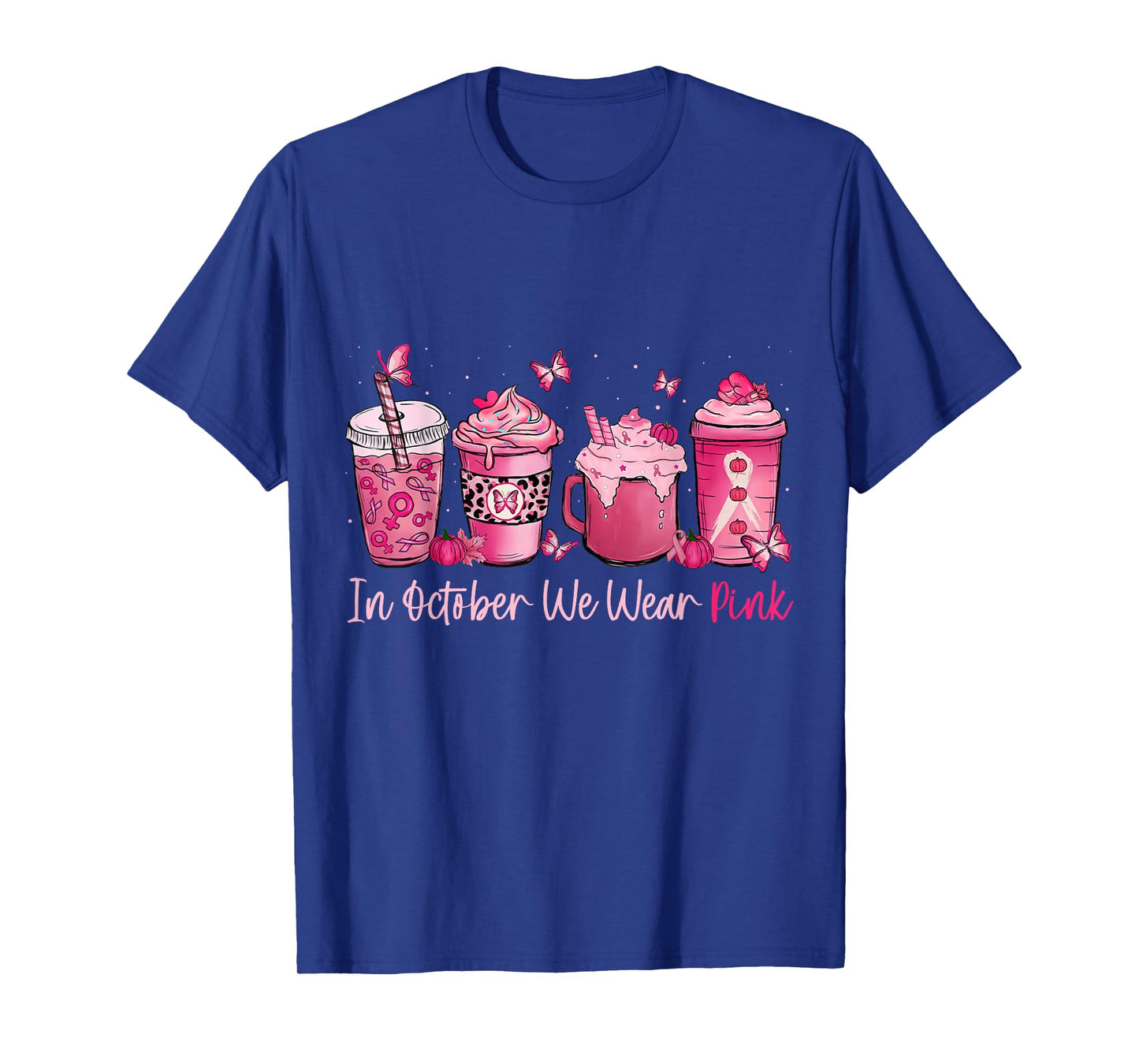 In October We Wear Pink Coffee Spice Breast Cancer Awareness T-Shirt