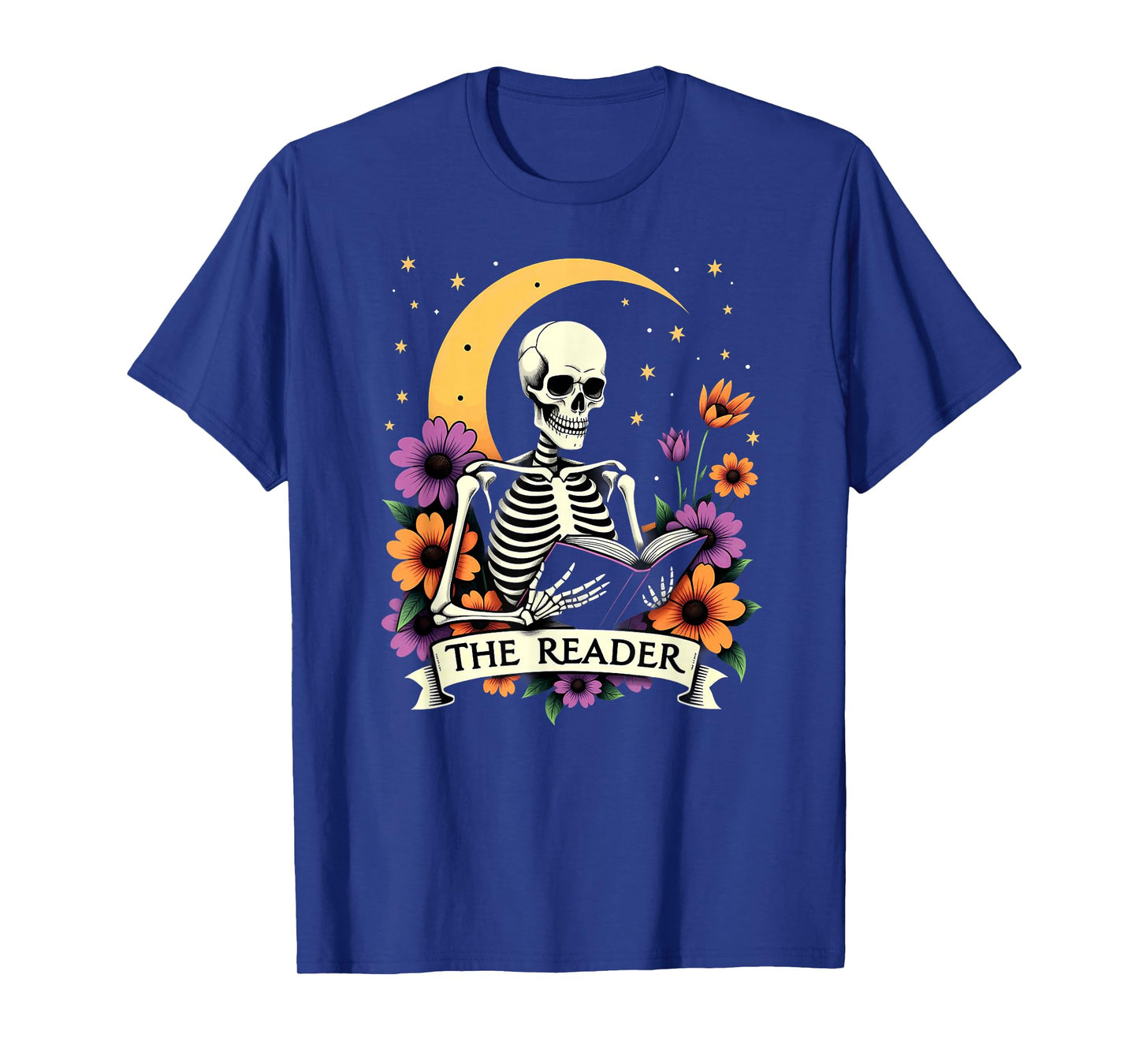 Tarot Card Skeleton Reading Book Librarian The Reader T-Shirt