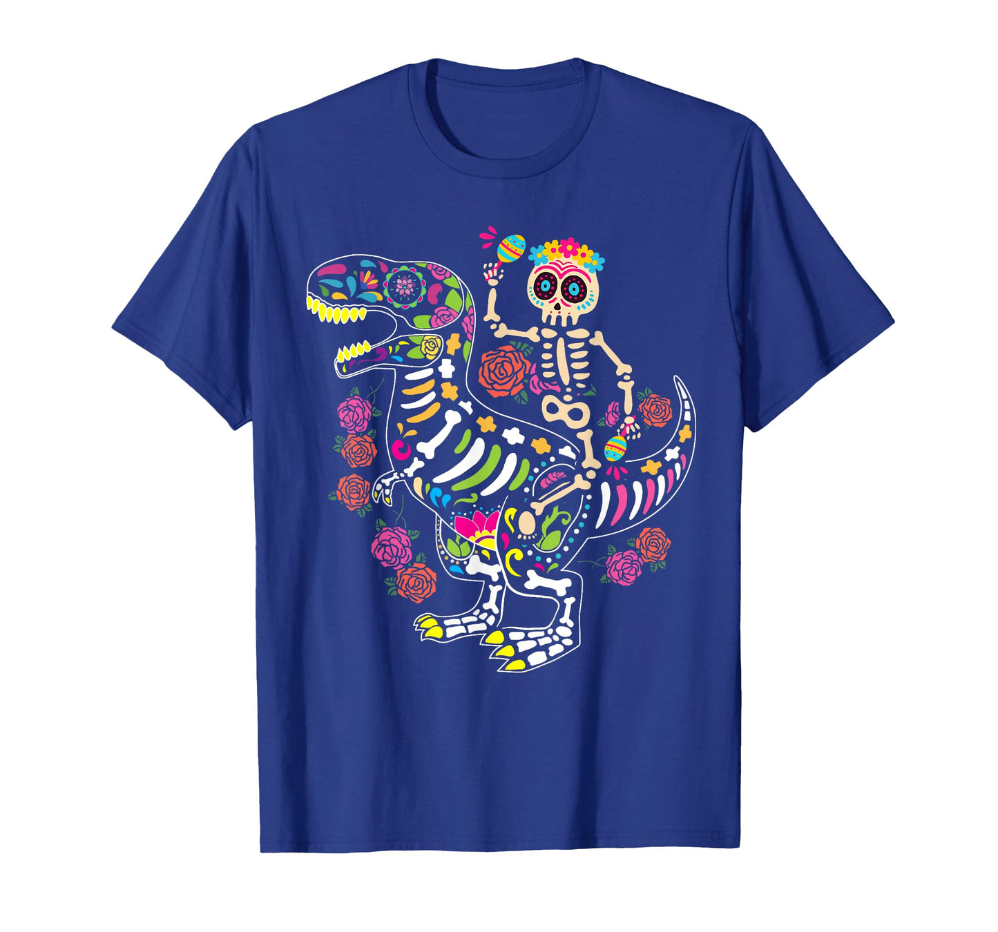 Mexican Dia De Los Muertos Skeleton Dinosaur Men Boy Toddler T-Shirt