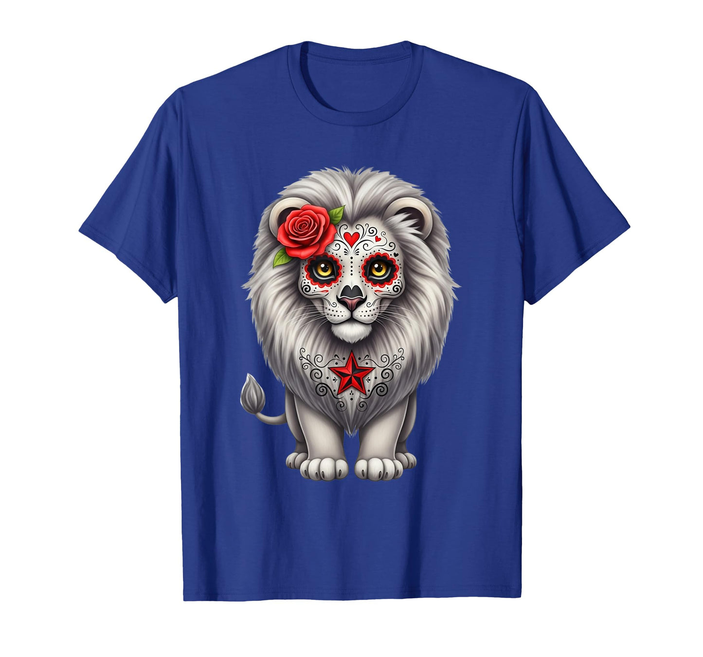 Sugar Skull Lion Halloween Graphic T-Shirt