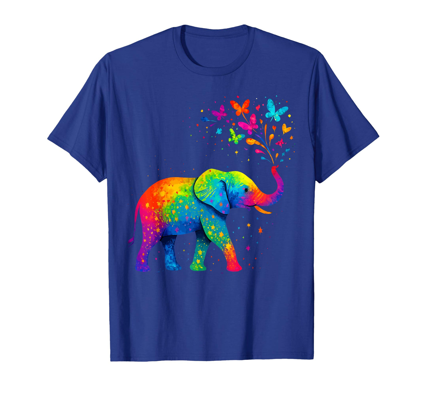 Rainbow Elephant With Butterflies Colorful Cute Elephant T-Shirt