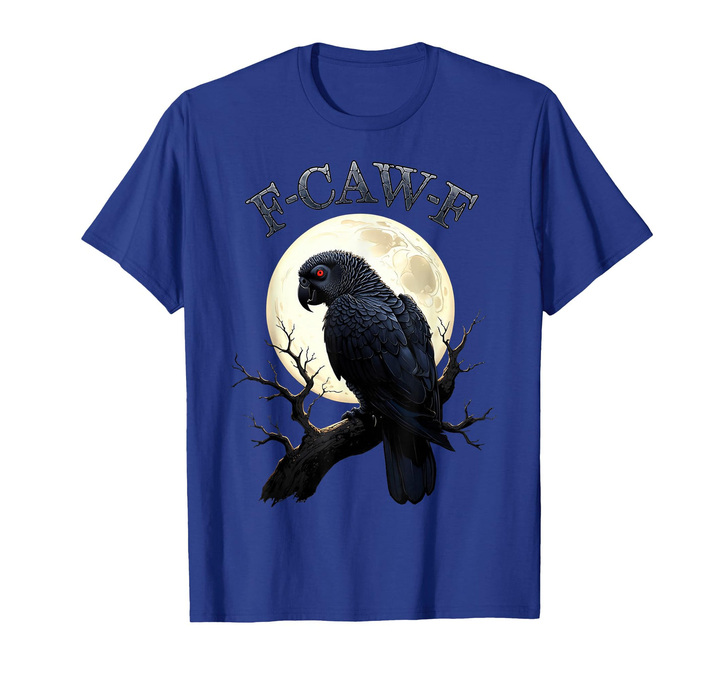 Black Parrot F-Caw-F Fun Black Bird Moon Gothic Adult Humor T-Shirt