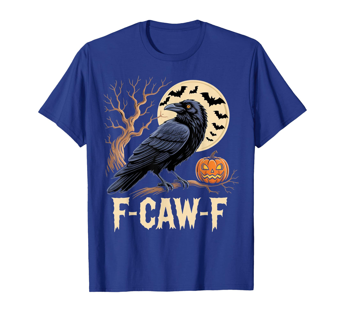 F-CAW-F Raven Gothic Crow, Pumpkin Full Moon Spooky Party T-Shirt
