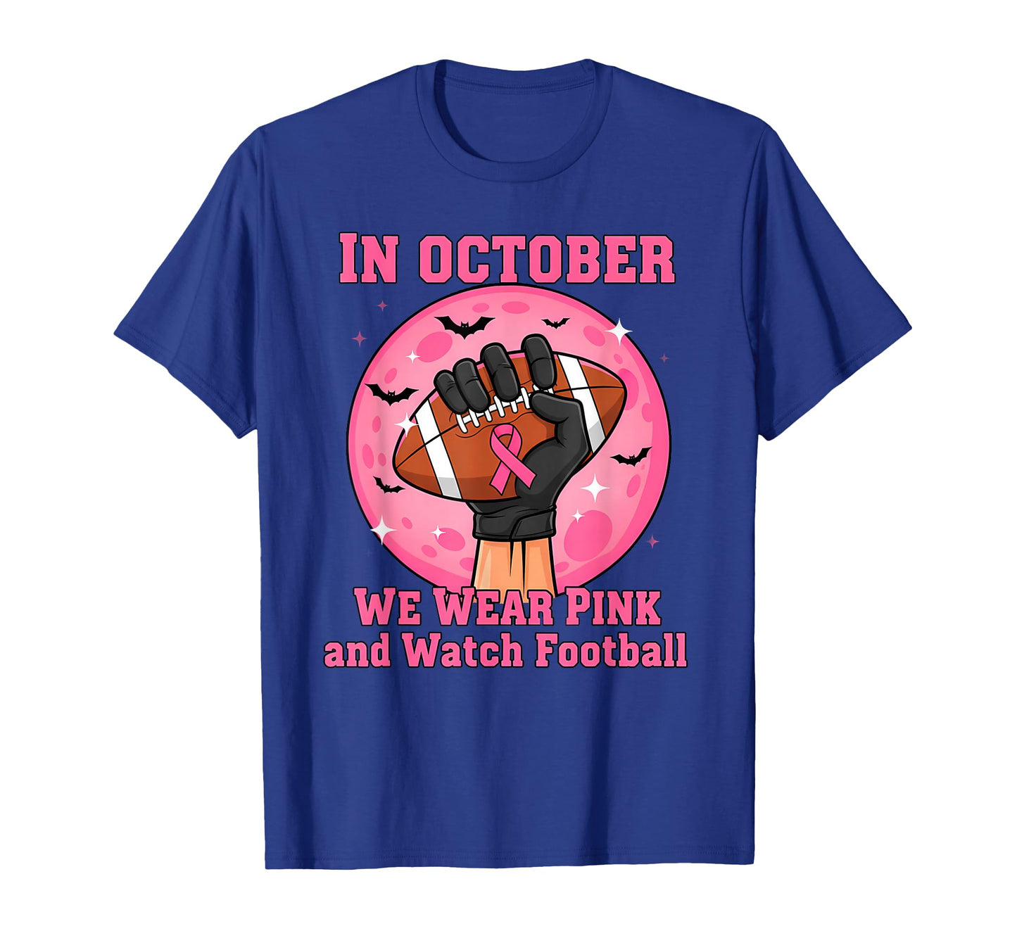 in October We Wear Pink Football Breast Cancer Awareness Men T-Shirt