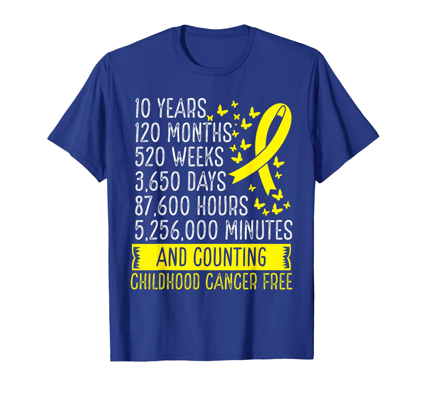 10 Years Childhood Cancer Free Awareness Ribbon Movement T-Shirt