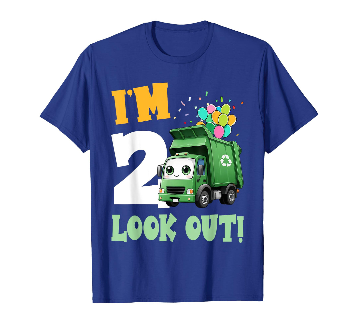 2nd Birthday I'm 2 Look Out Garbage Truck Bday Boys Kids T-Shirt