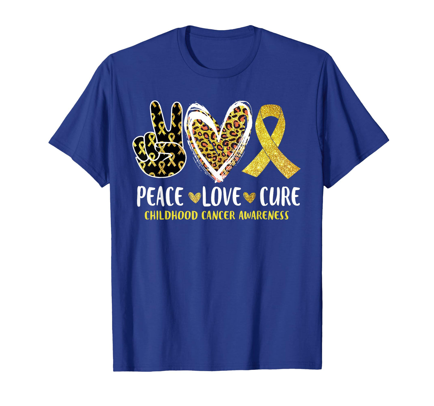 Peace Love Cure Childhood Cancer Awareness Leopart Heart T-Shirt