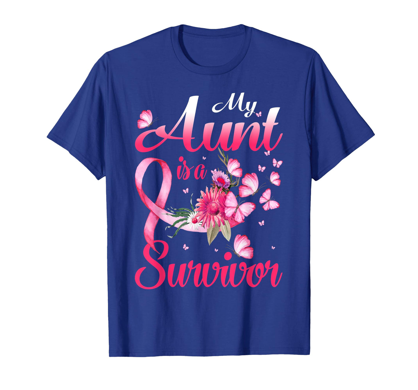 My Aunt Is A Survivor Butterfly Breast Cancer Awareness T-Shirt