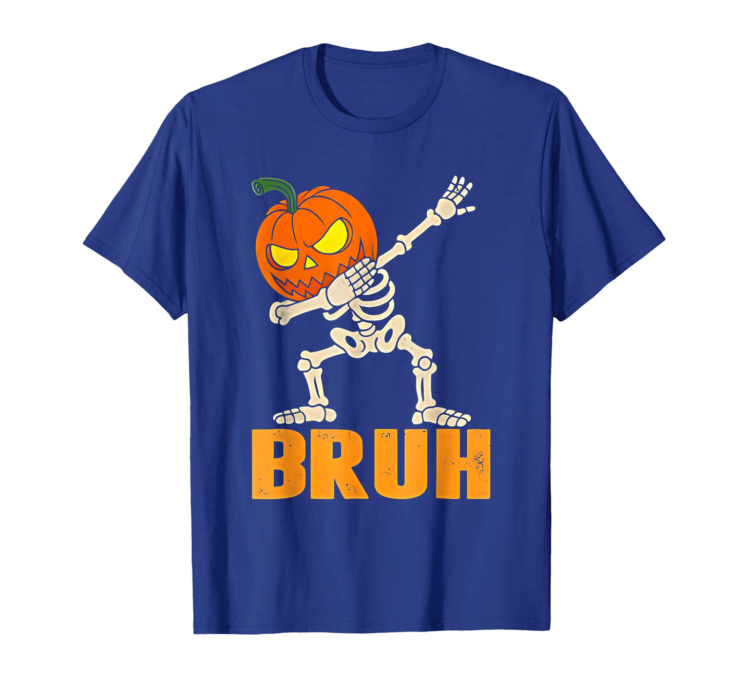 Bruh Skeleton Halloween Dabbing Boys Pumpkin Jack O Lantern T-Shirt