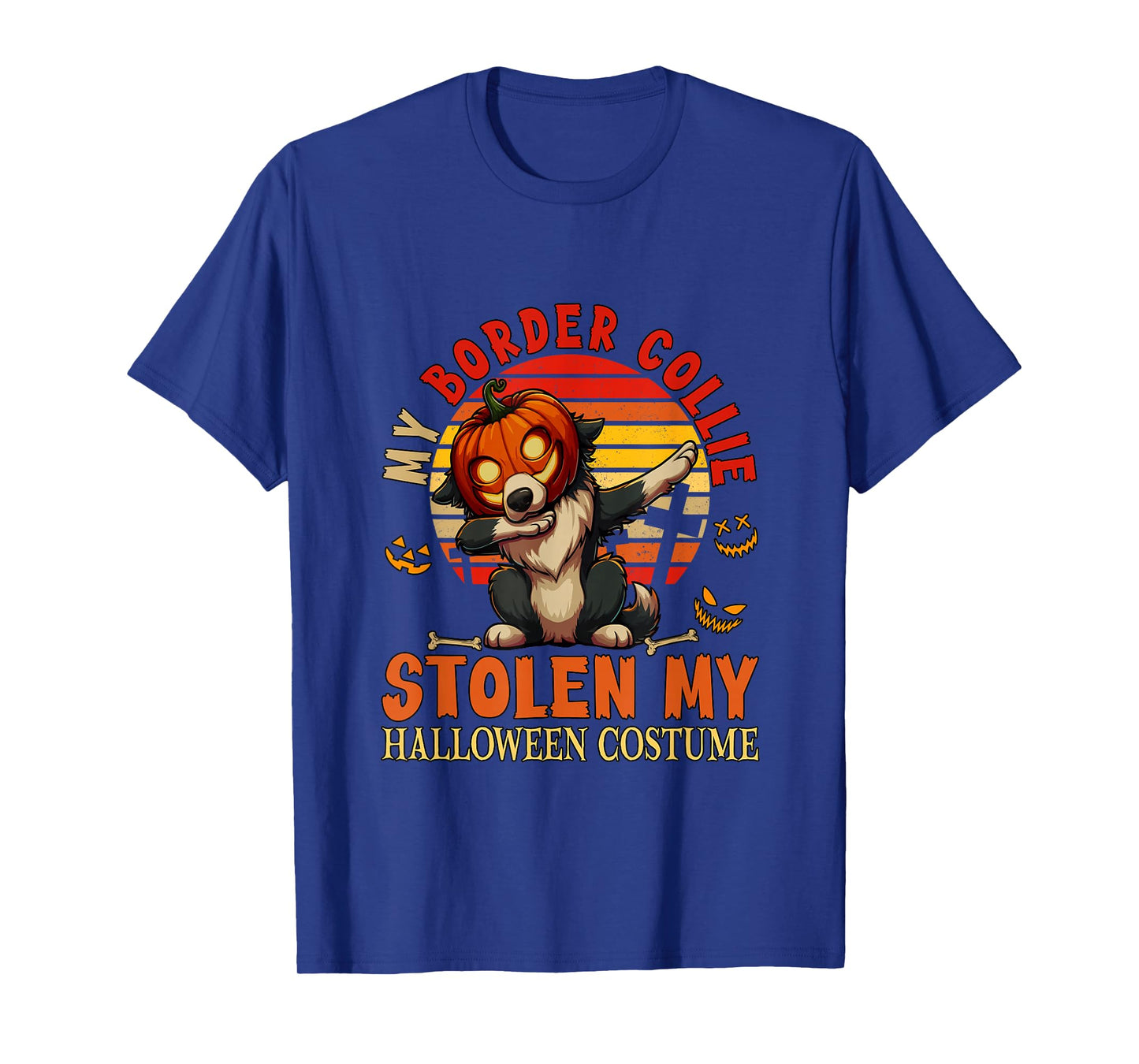 Border Collie Stolen My Halloween Costume Dog Carved Pumpkin T-Shirt