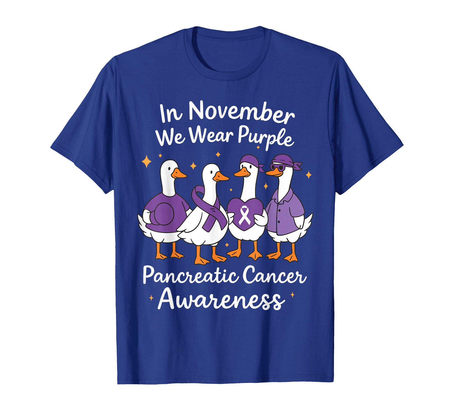 in November We Wear Purple Pancreatic Cancer Awareness Goose T-Shirt
