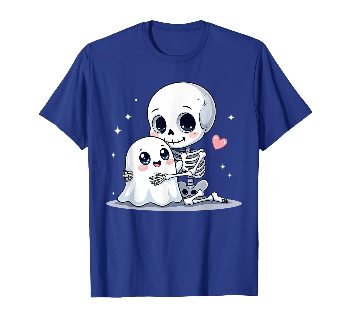 Cute Skeleton Hugging Ghost Halloween Spooky Season T-Shirt