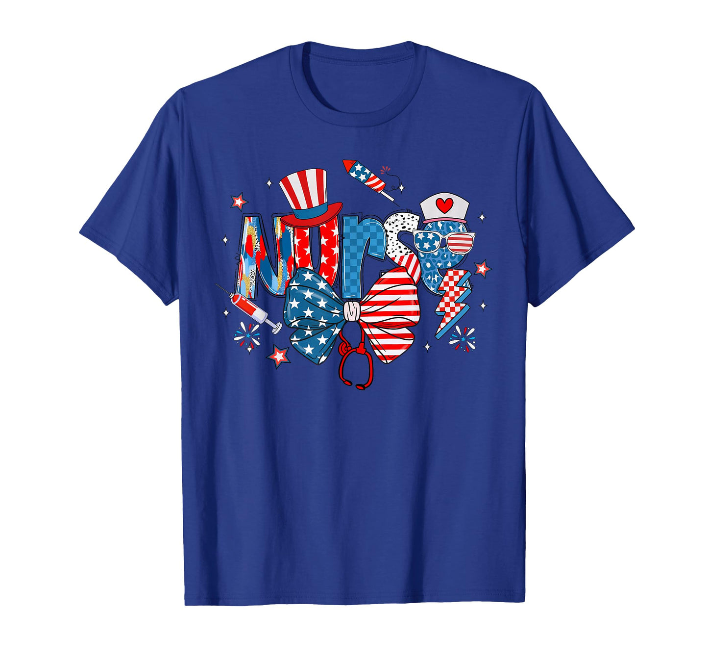 4th Of July Patriotic Nurse American Flag USA Nursing Women T-Shirt