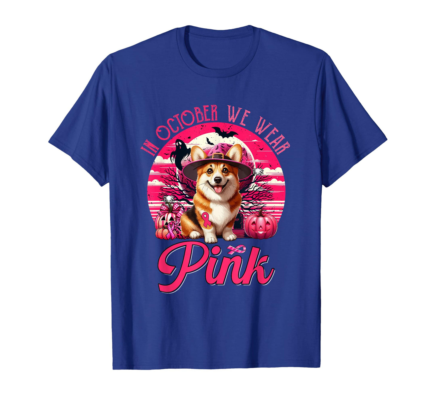 In October We Wear Pink Breast Cancer Awareness Corgi T-Shirt