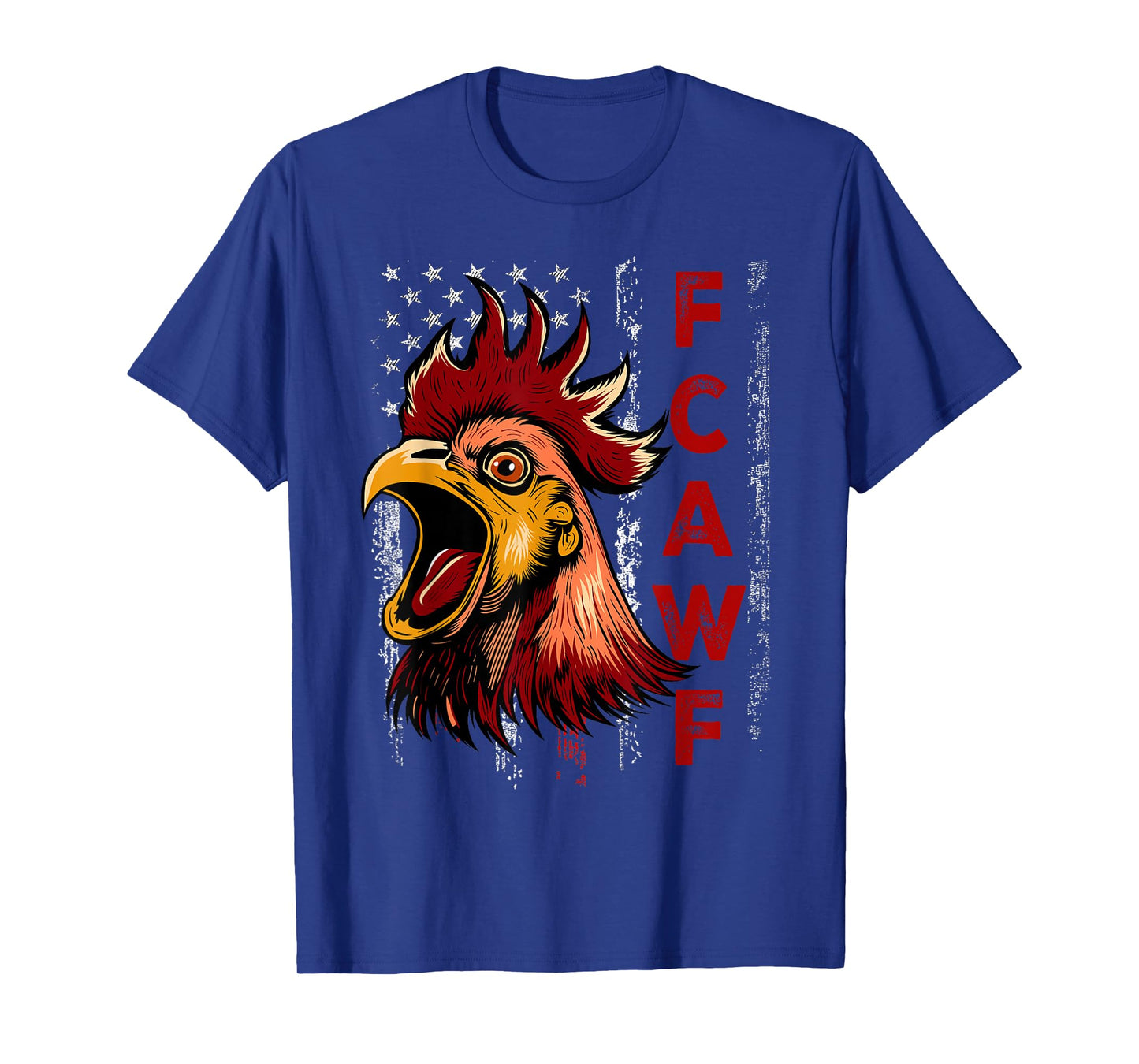 F-Caw-F Funny Chicken Humor F-Caw-F Rooster Vintage US Flag T-Shirt