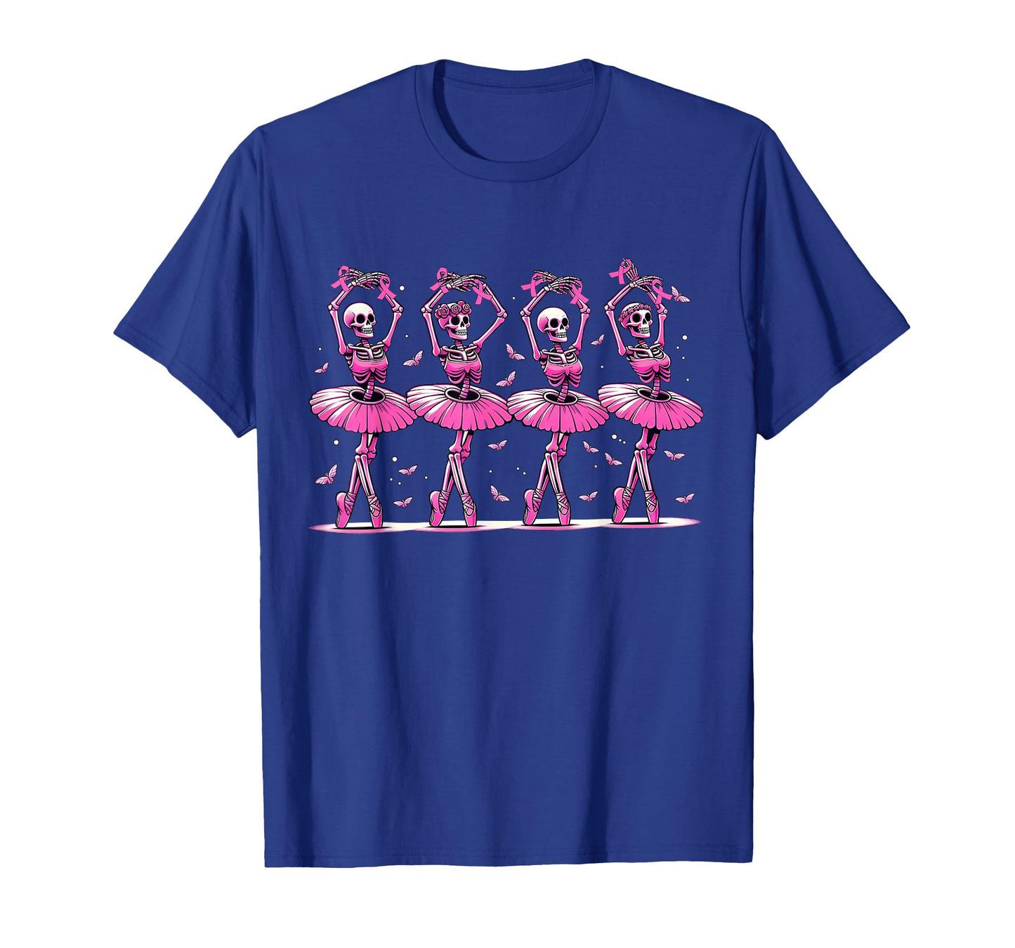 Cute Halloween Dancing Skeletons Breast Cancer Awareness T-Shirt