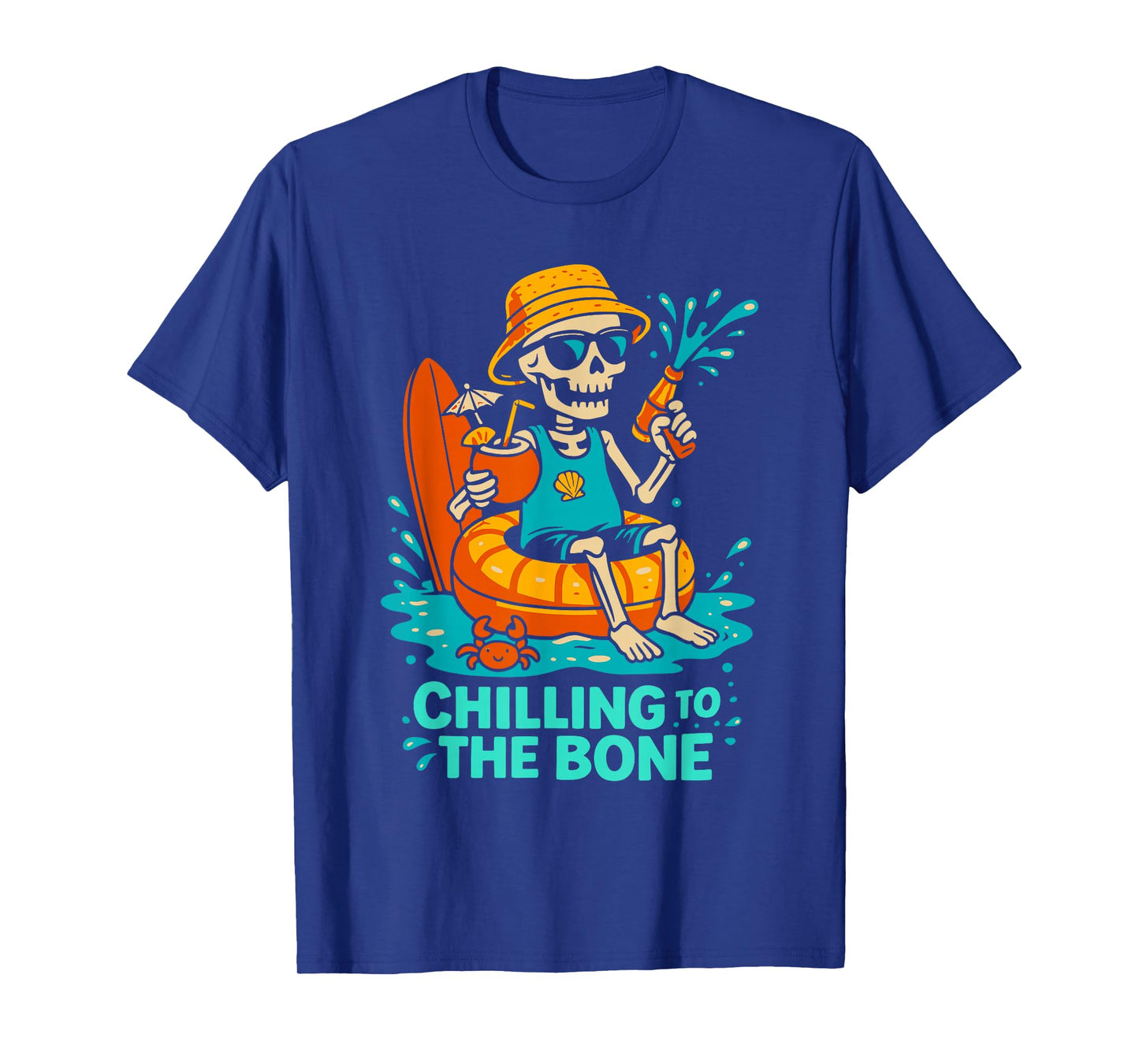Funny Chilling to Bone Skeleton Float Halloween Cool Humor T-Shirt