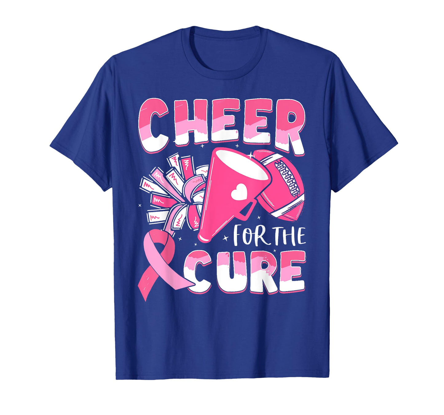 Breast Cancer Awareness Cheer For The Cure Football T-Shirt