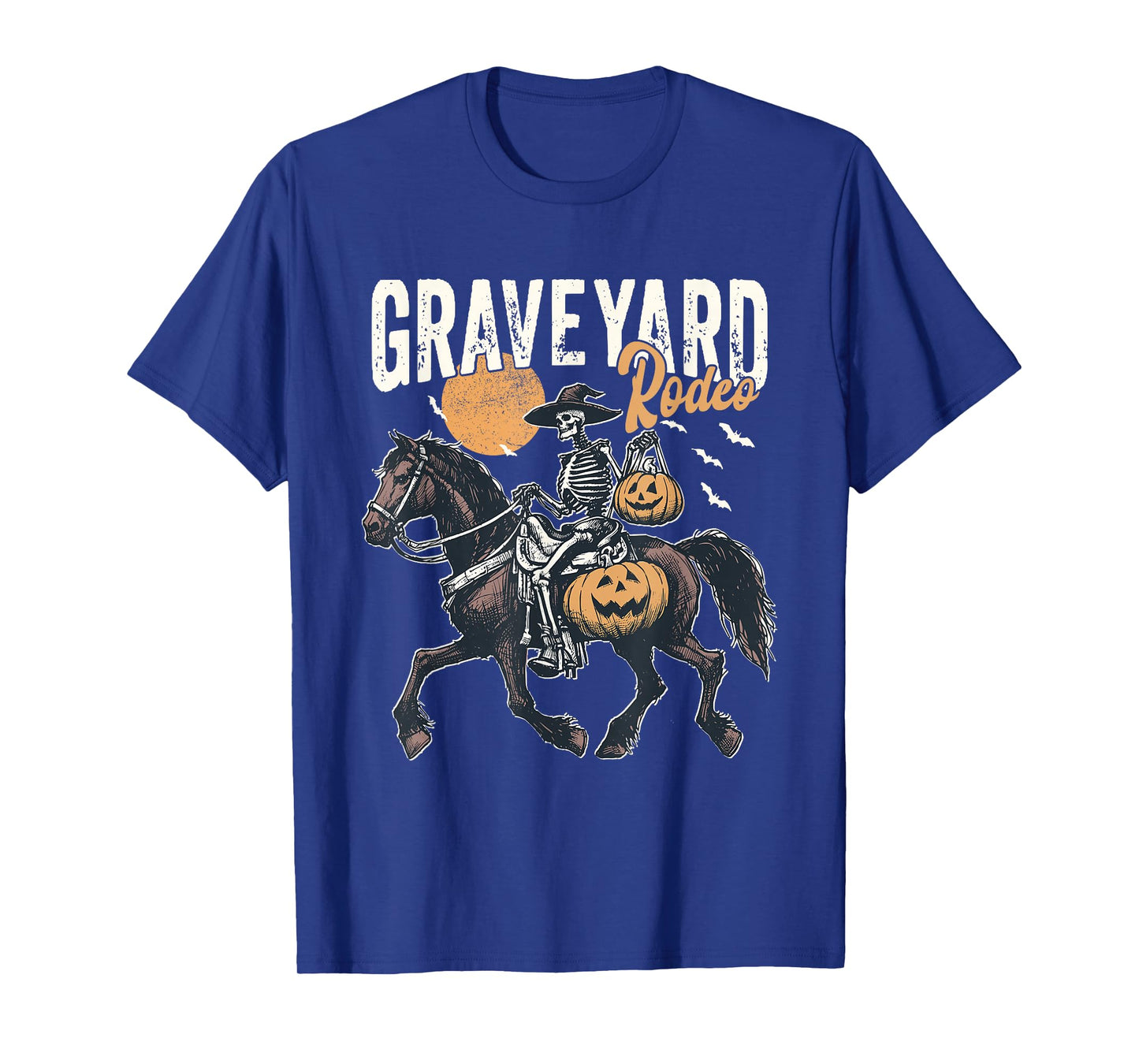 Spooky Western Cowboy Skeleton Rodeo Pumpkin Halloween T-Shirt