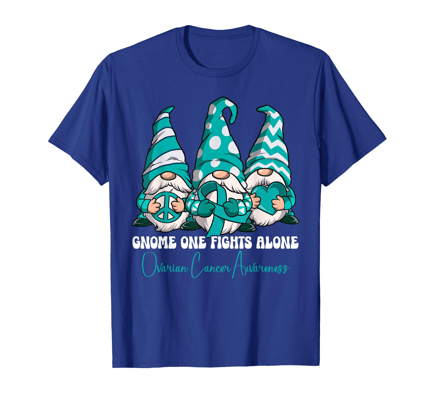 Ovarian Cancer Awareness Gifts T-Shirt, Unisex-Adults, Black, Small, Short Sleeve, Classic Fit, Cartoon, Crew Neck, Ovarian Cancer Awareness