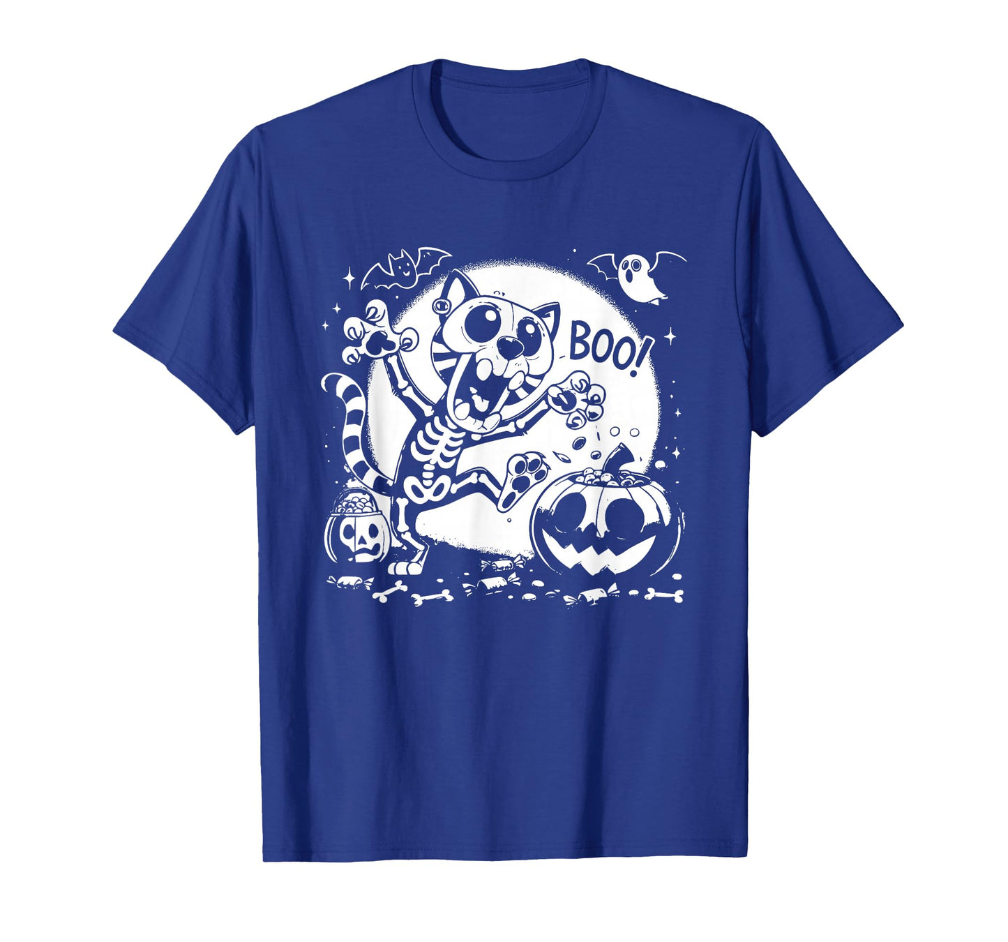 Funny cat Skeleton Saying Boo for Halloween Parties T-Shirt