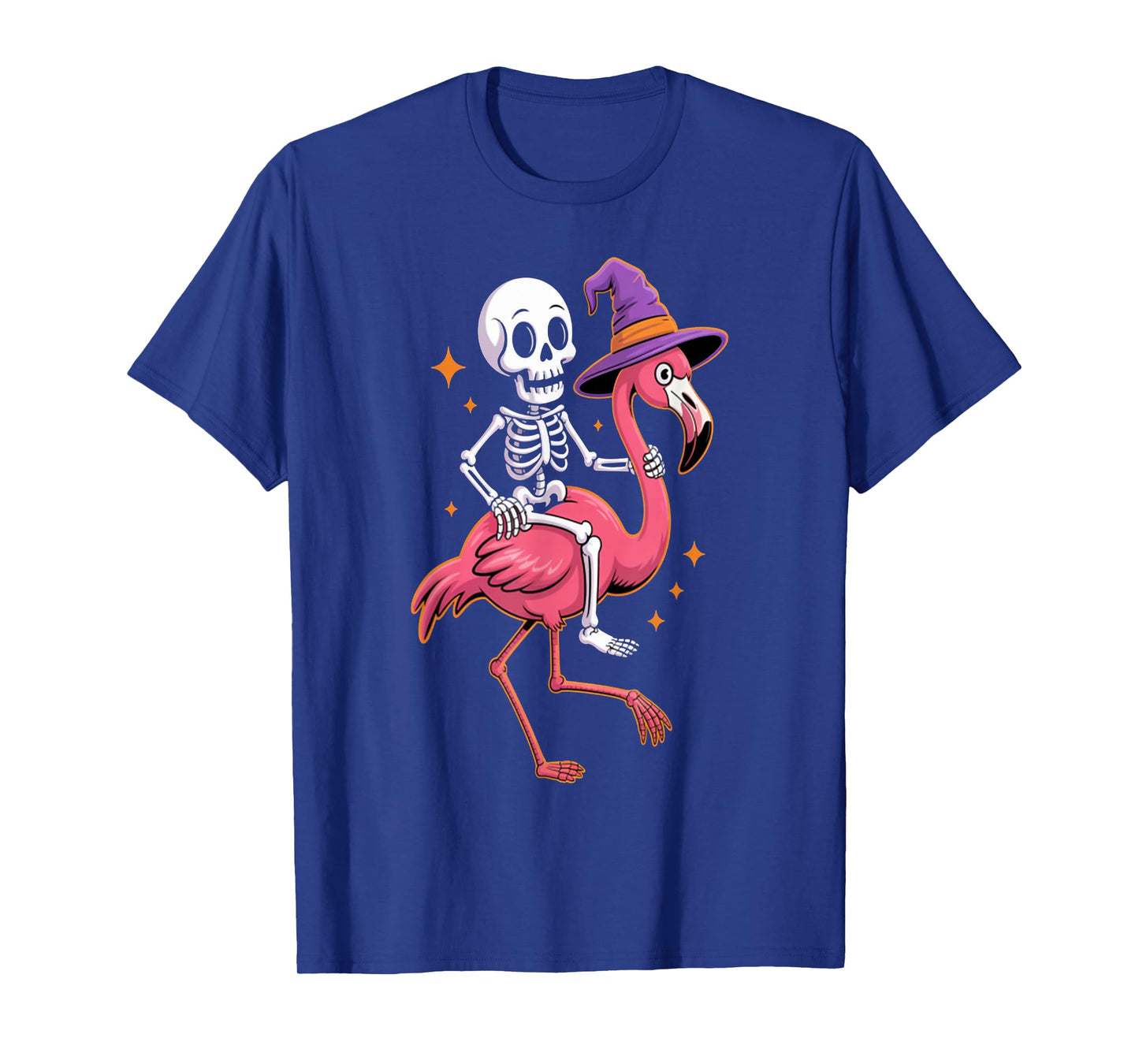 Skeleton Flamingo Ride Halloween in Paradise Funny Men Women T-Shirt