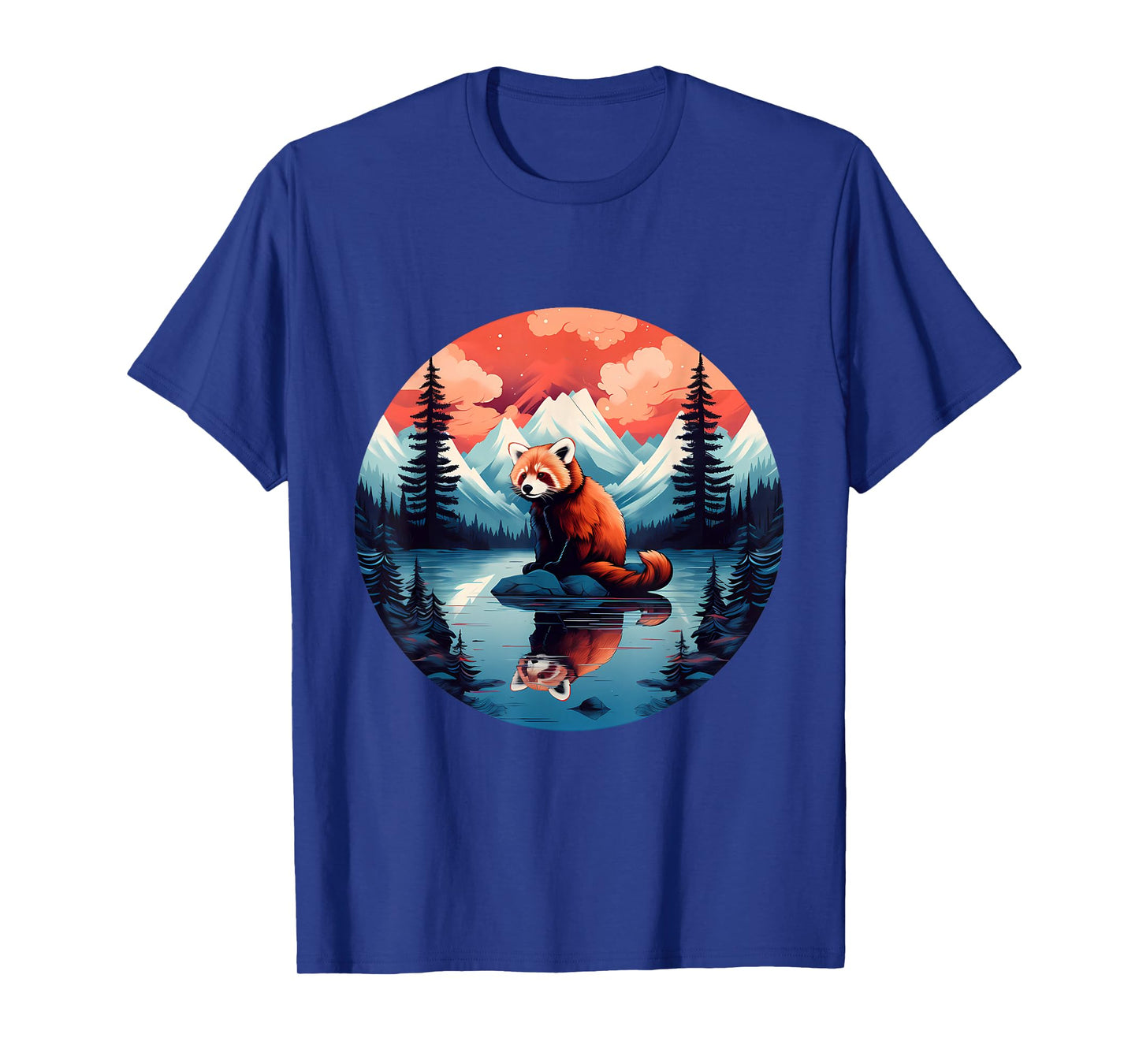 Forest Animal Art Red Panda Colorful Landscape Animal Art Wildlife Artwork T-Shirt